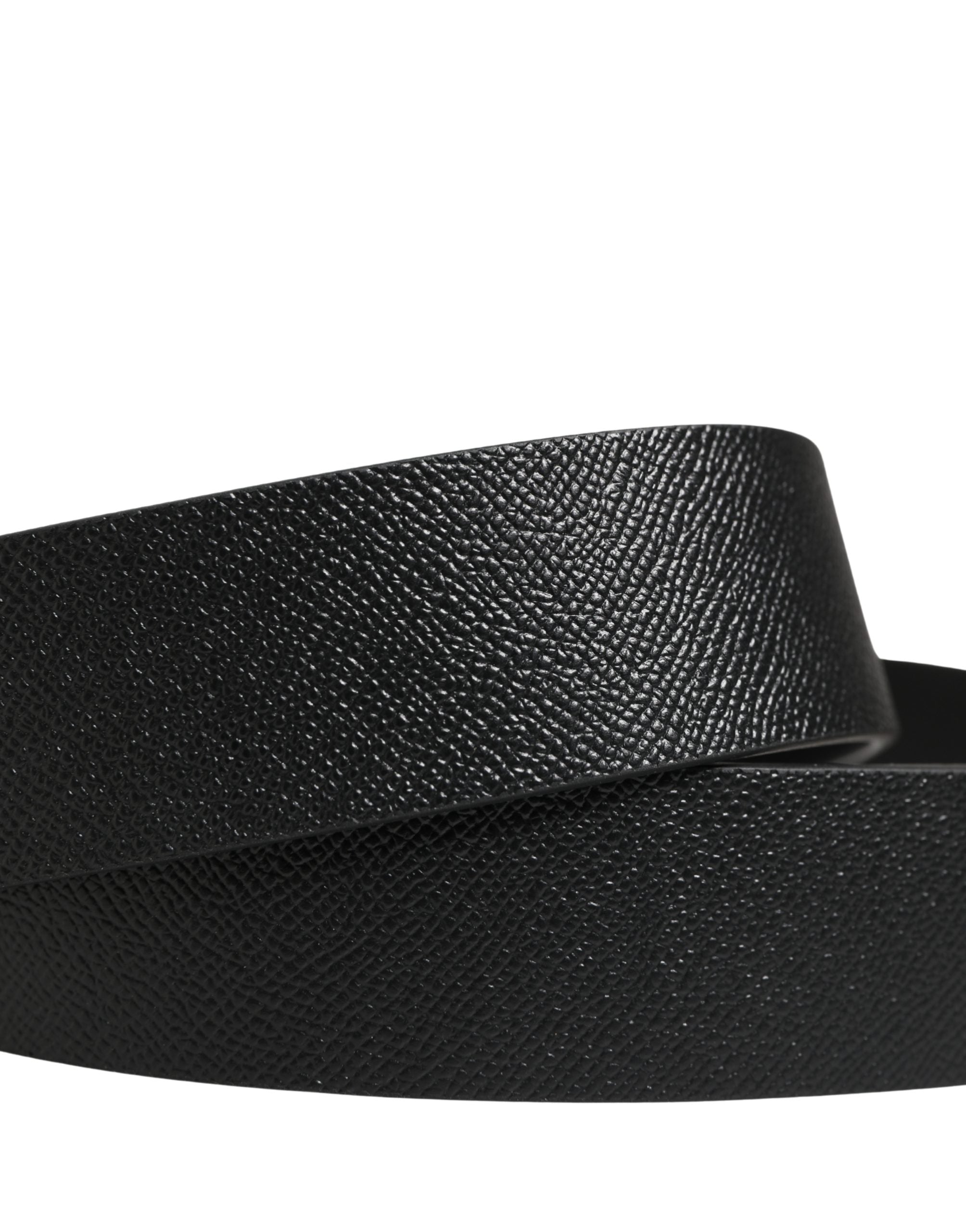Dolce & Gabbana Men Black Leather DG Logo Metal Buckle Belt - Luxe Marca