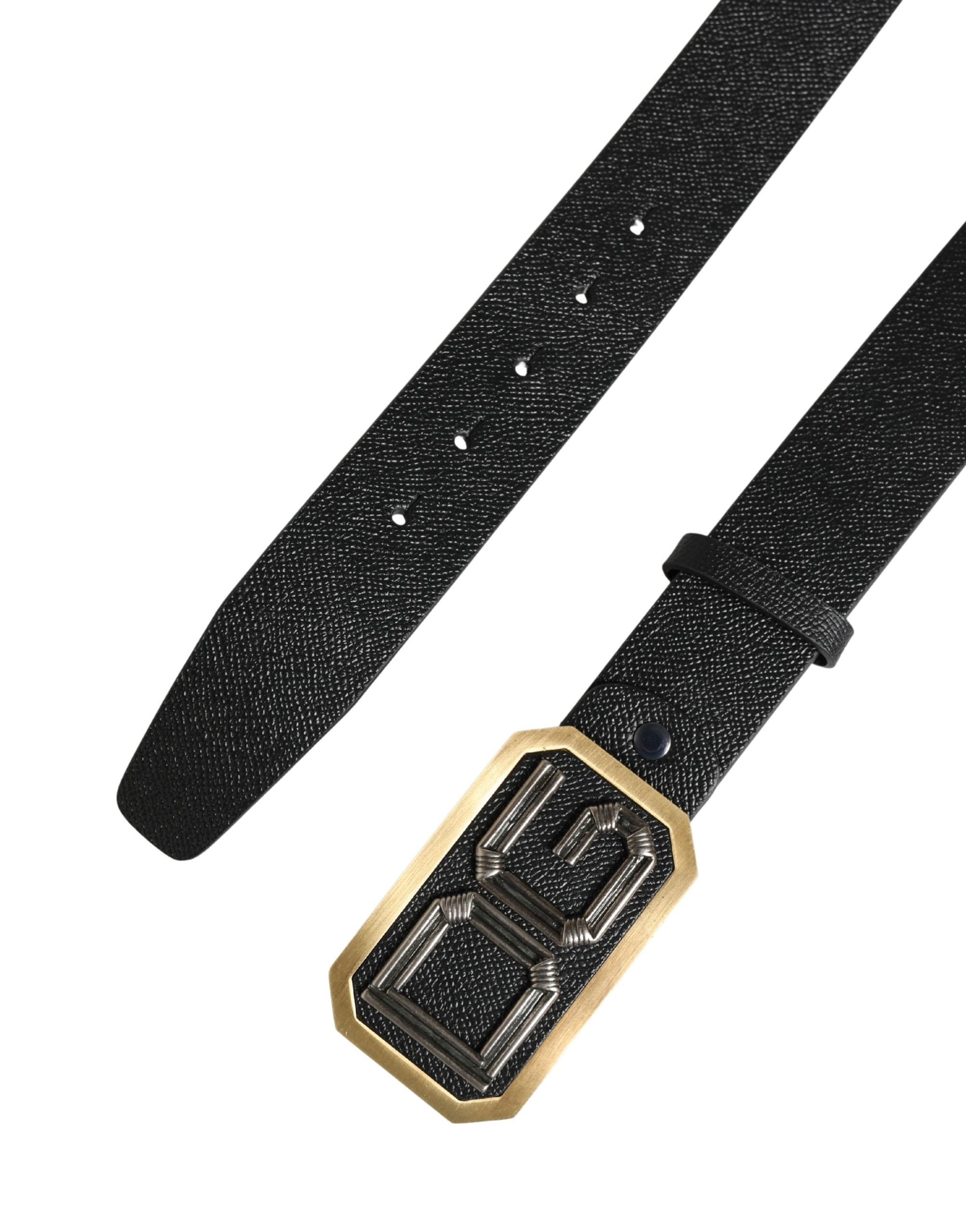 Dolce & Gabbana Men Black Leather DG Logo Metal Buckle Belt - Luxe Marca