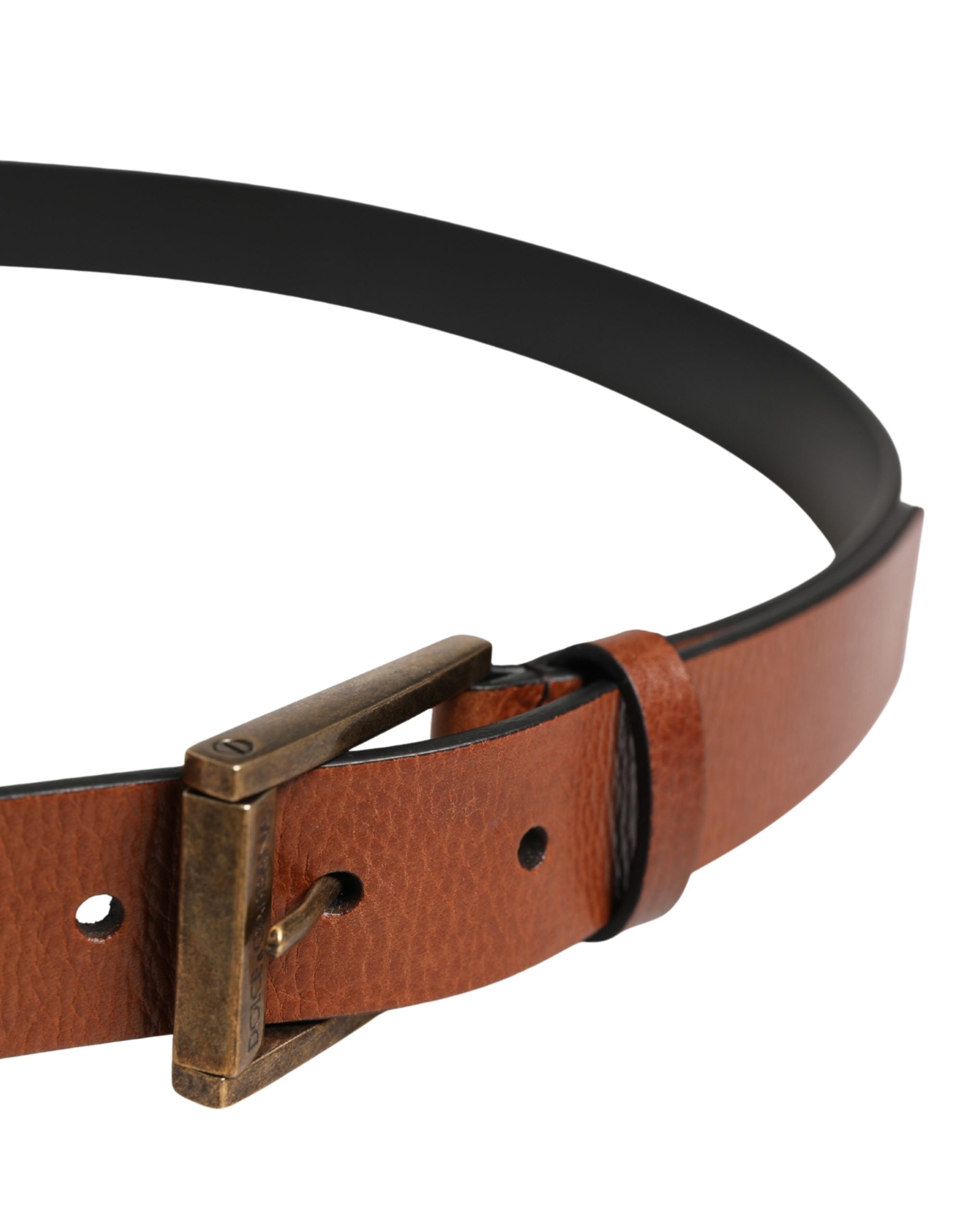 Dolce & Gabbana Men Brown Leather Classic Metal Buckle Belt - Luxe Marca