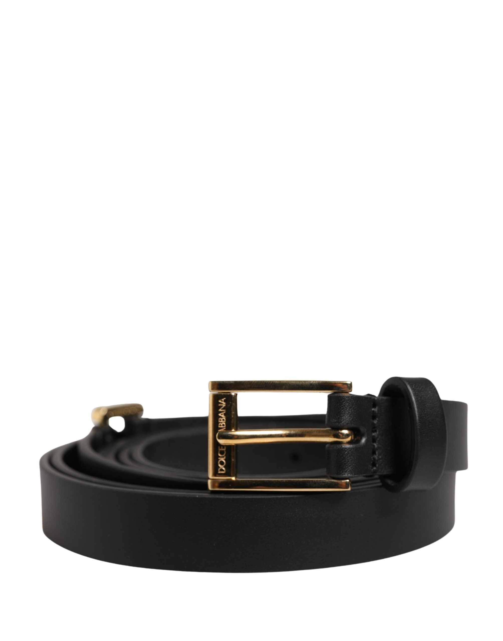 Dolce & Gabbana Men Black Leather Classic Metal Buckle Belt - Luxe Marca