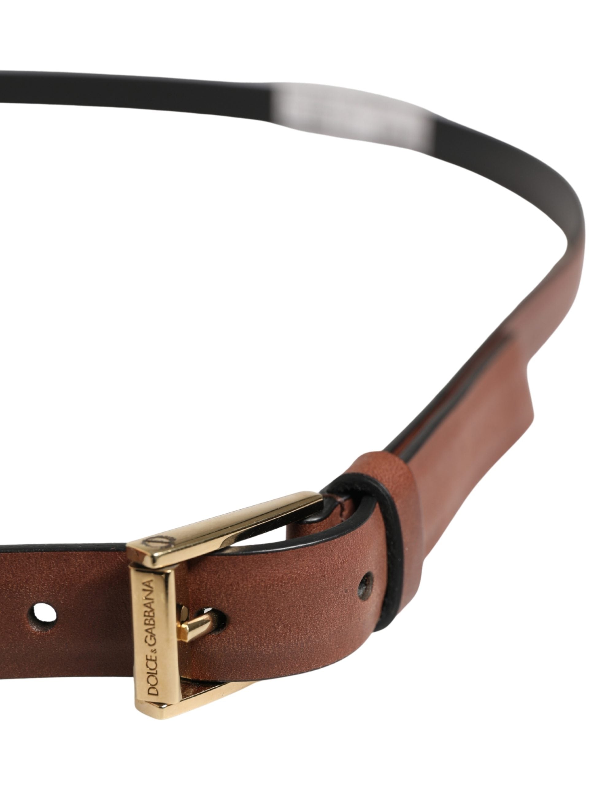 Dolce & Gabbana Men Brown Leather Classic Metal Buckle Belt - Luxe Marca