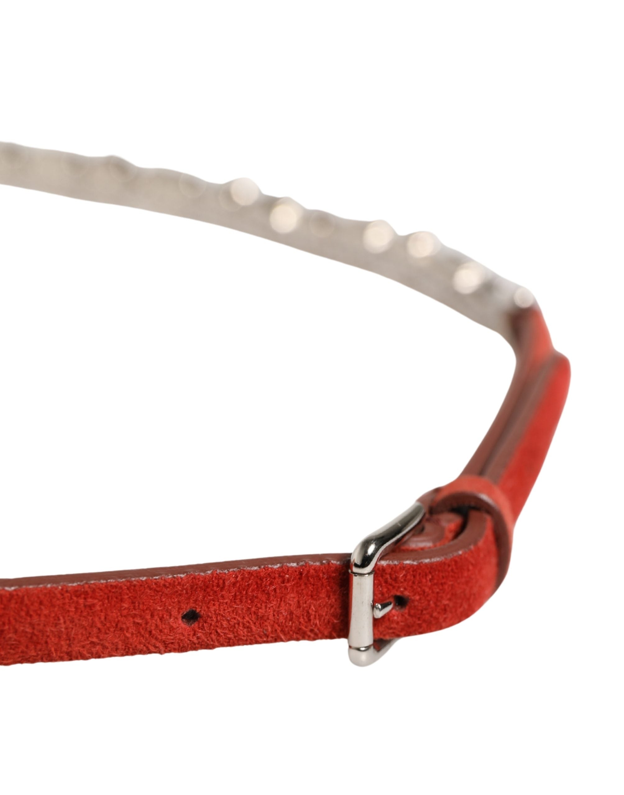 Dolce & Gabbana Red Velvet Crystals Chain Embellished Belt - Luxe Marca