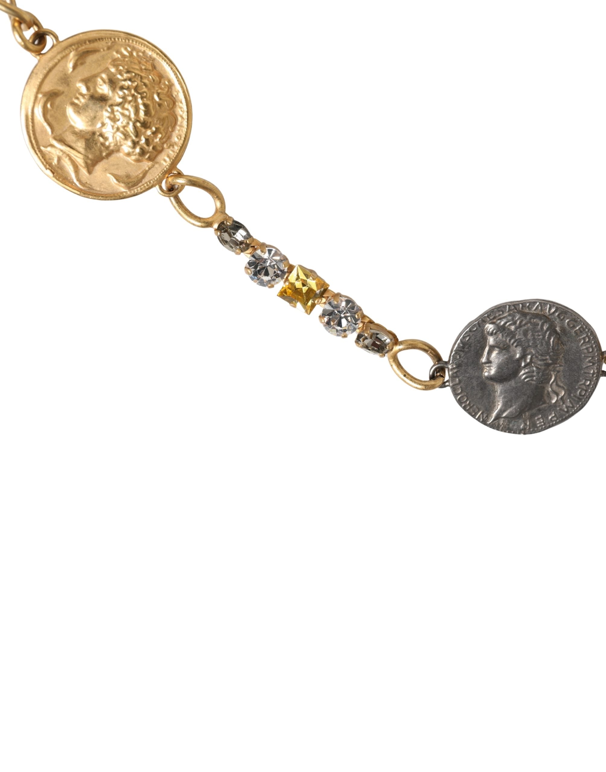 Dolce & Gabbana Gold Brass Chain Coin Embellished Metal Buckle Belt - Luxe Marca