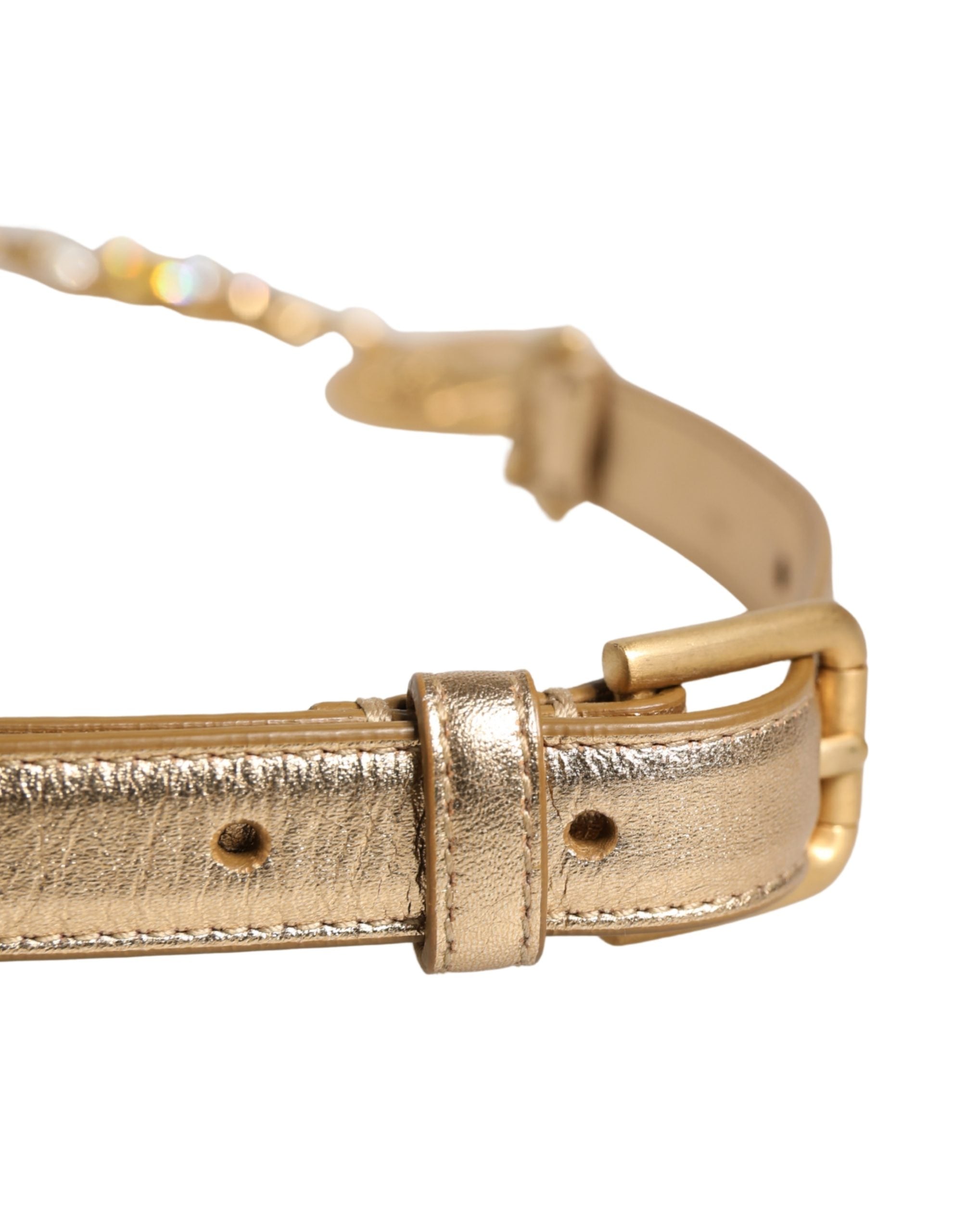 Dolce & Gabbana Gold Brass Chain Coin Embellished Metal Buckle Belt - Luxe Marca
