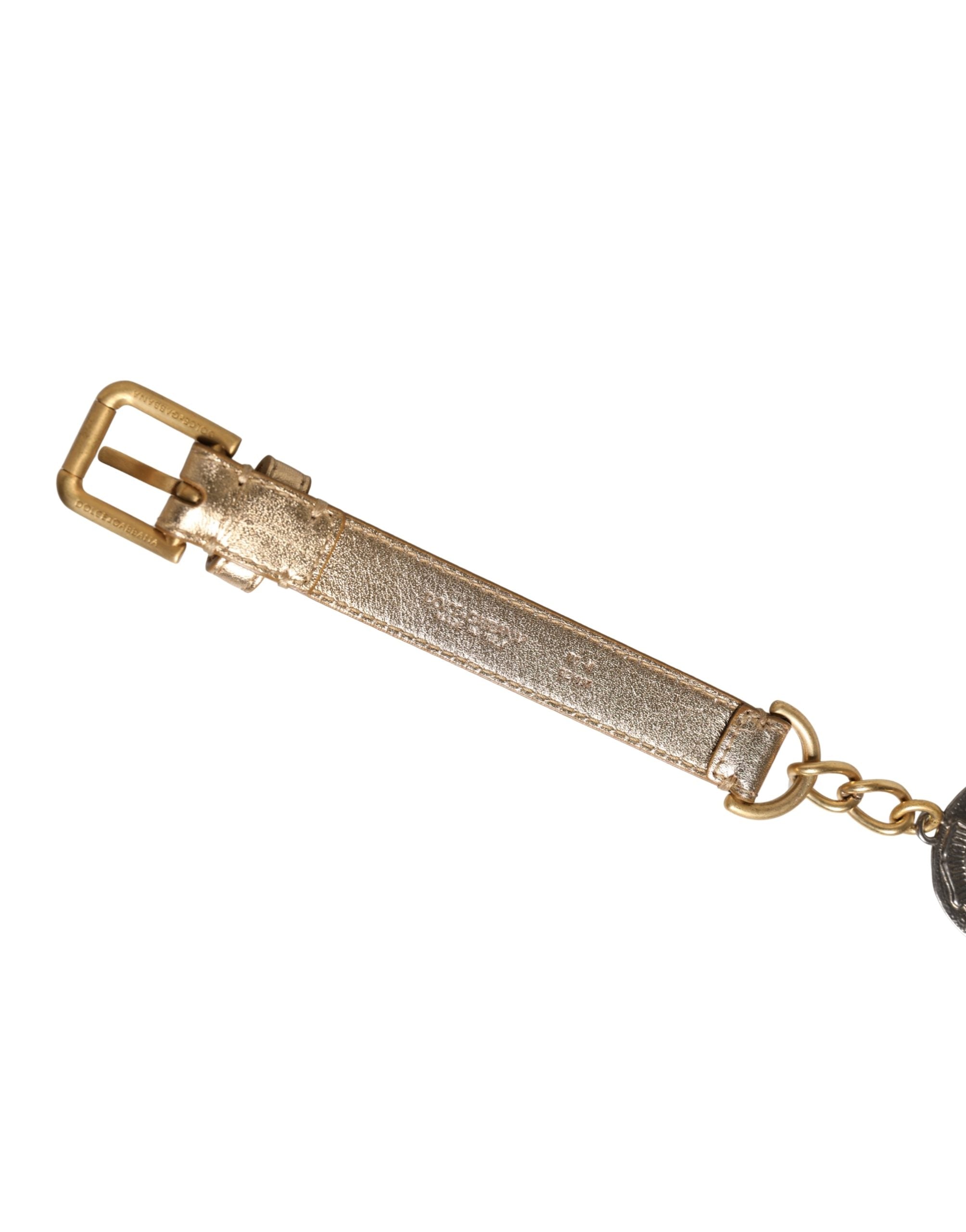 Dolce & Gabbana Gold Brass Chain Coin Embellished Metal Buckle Belt - Luxe Marca