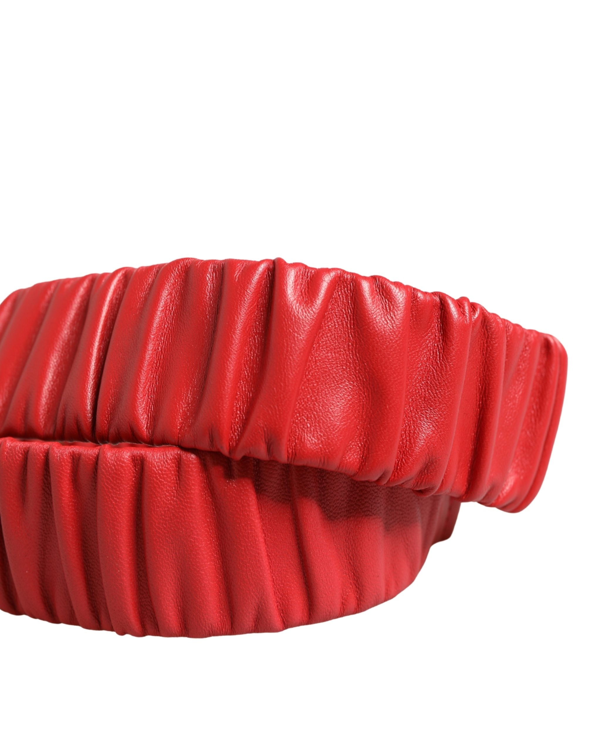 Dolce & Gabbana Red Leather Gold Heart Metal Buckle Belt - Luxe Marca