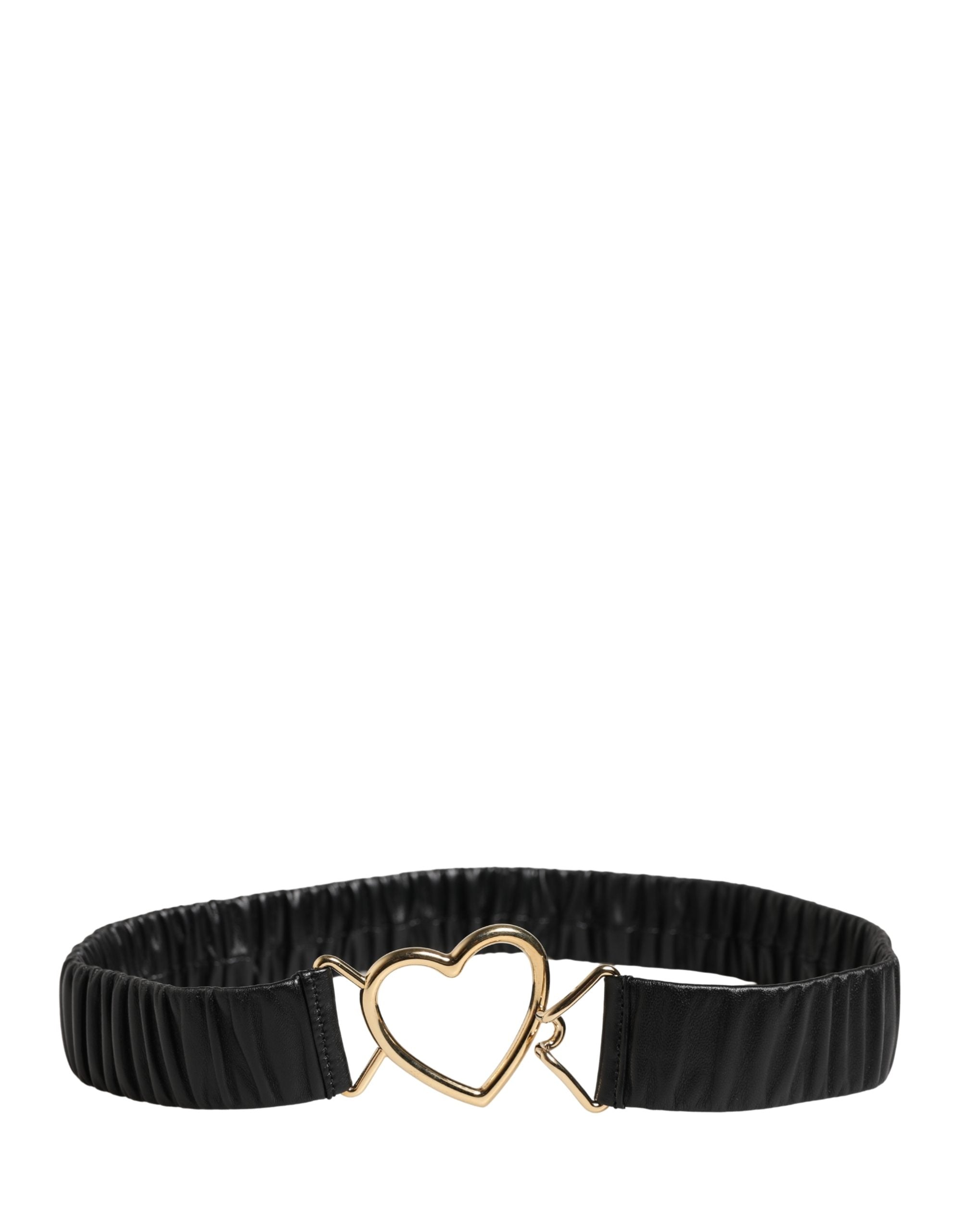 Dolce & Gabbana Black Leather Gold Heart Metal Buckle Belt - Luxe Marca