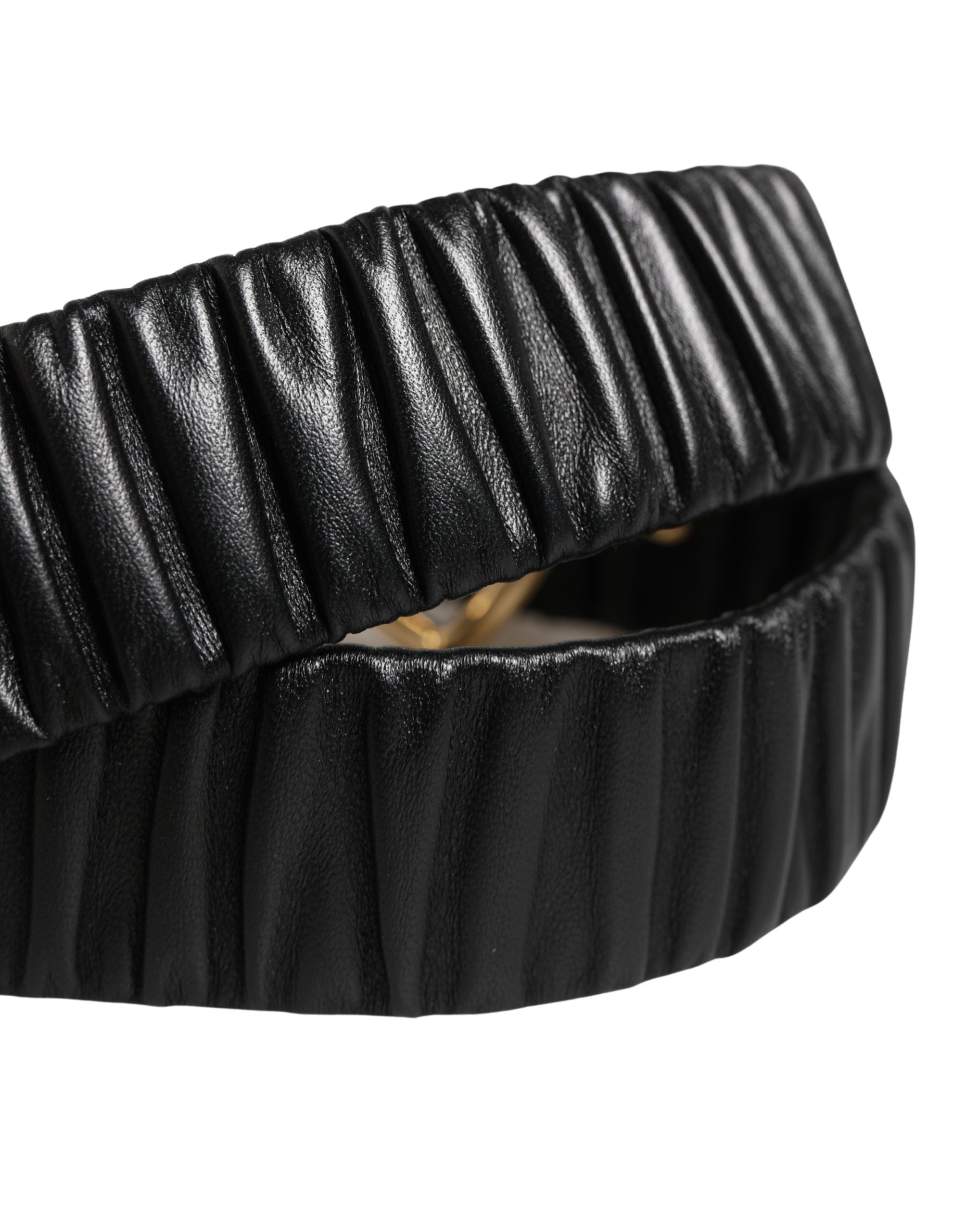 Dolce & Gabbana Black Leather Gold Heart Metal Buckle Belt - Luxe Marca