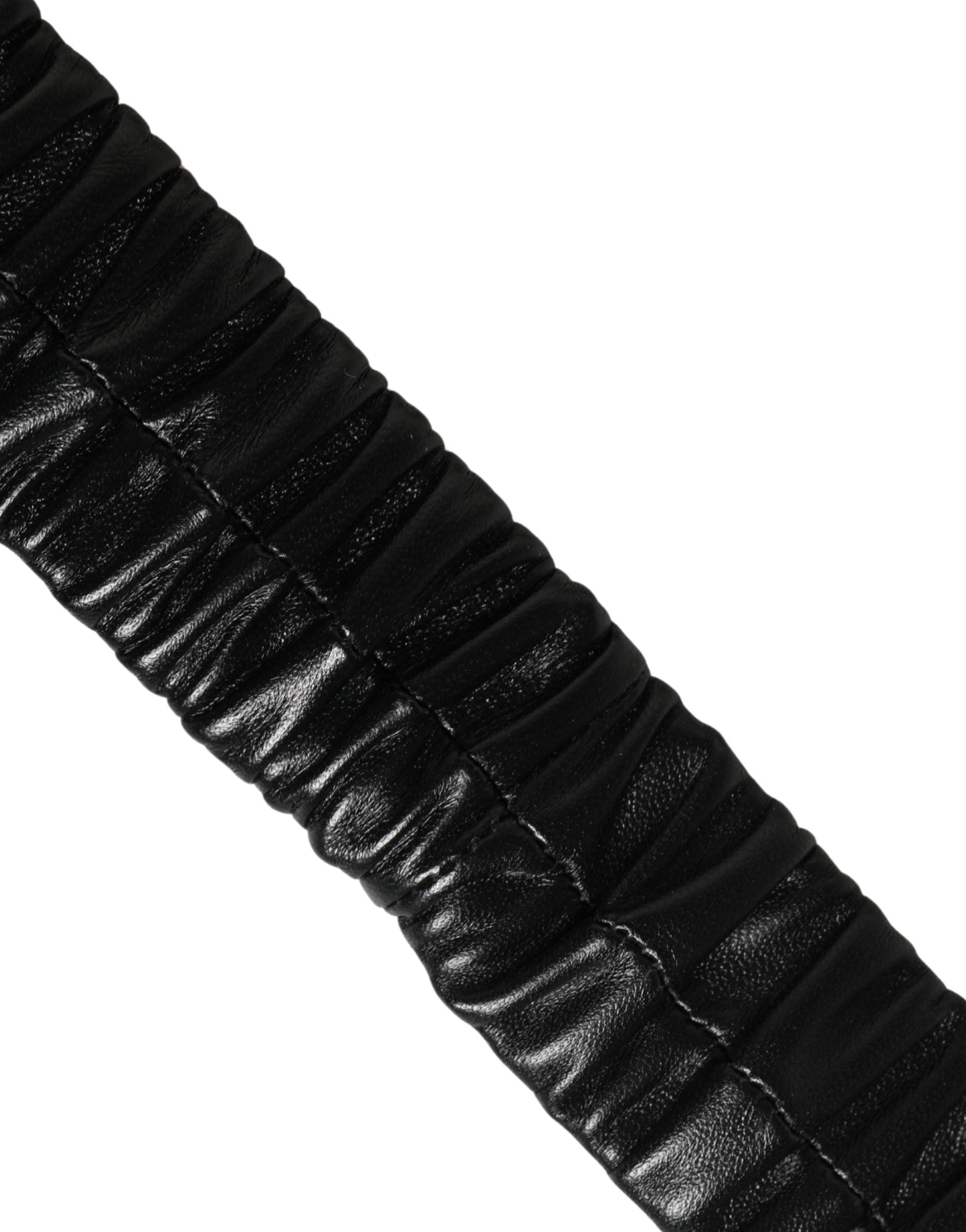 Dolce & Gabbana Black Leather Gold Heart Metal Buckle Belt - Luxe Marca
