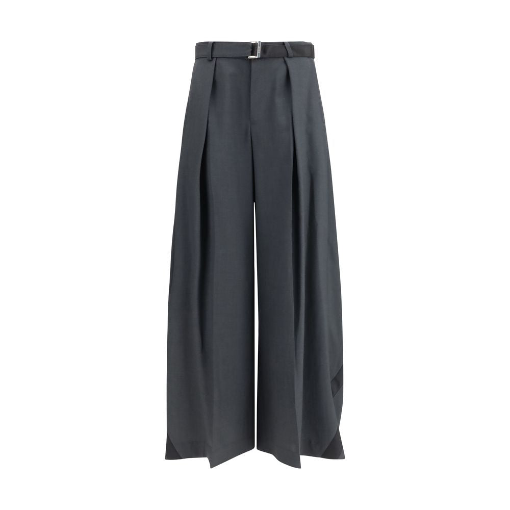 Sacai Gray Polyester Casual Pants - Luxe Marca