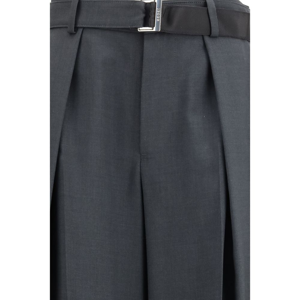 Sacai Gray Polyester Casual Pants - Luxe Marca