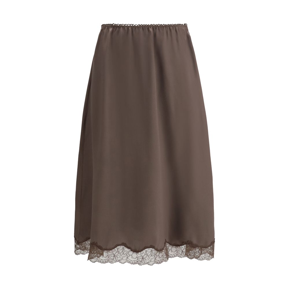 Magda Butrym Brown Silk Midi Skirt - Luxe Marca
