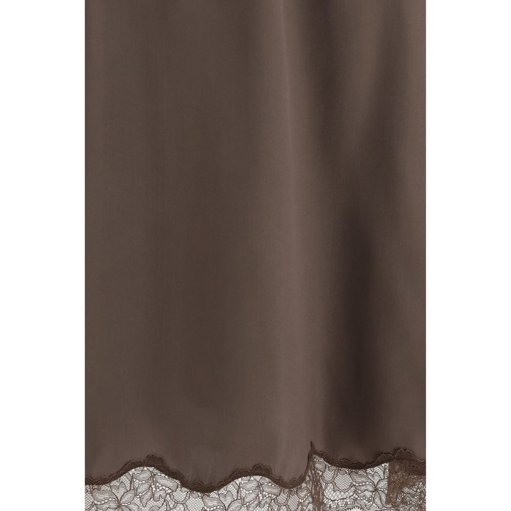 Magda Butrym Brown Silk Midi Skirt - Luxe Marca