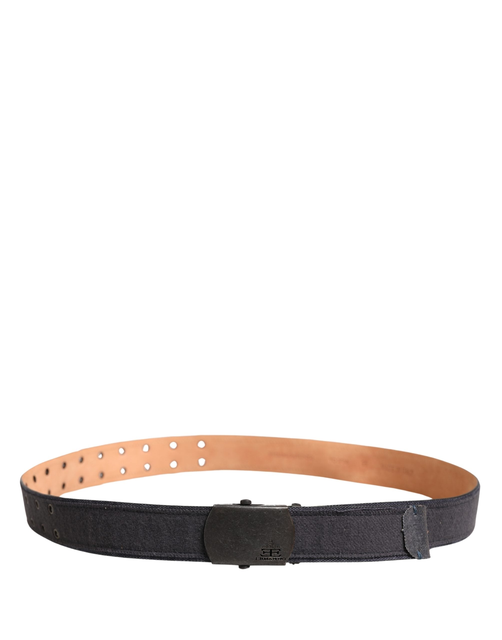Ermanno Scervino Black Wool Cotton Logo Metal Buckle Belt - Luxe Marca
