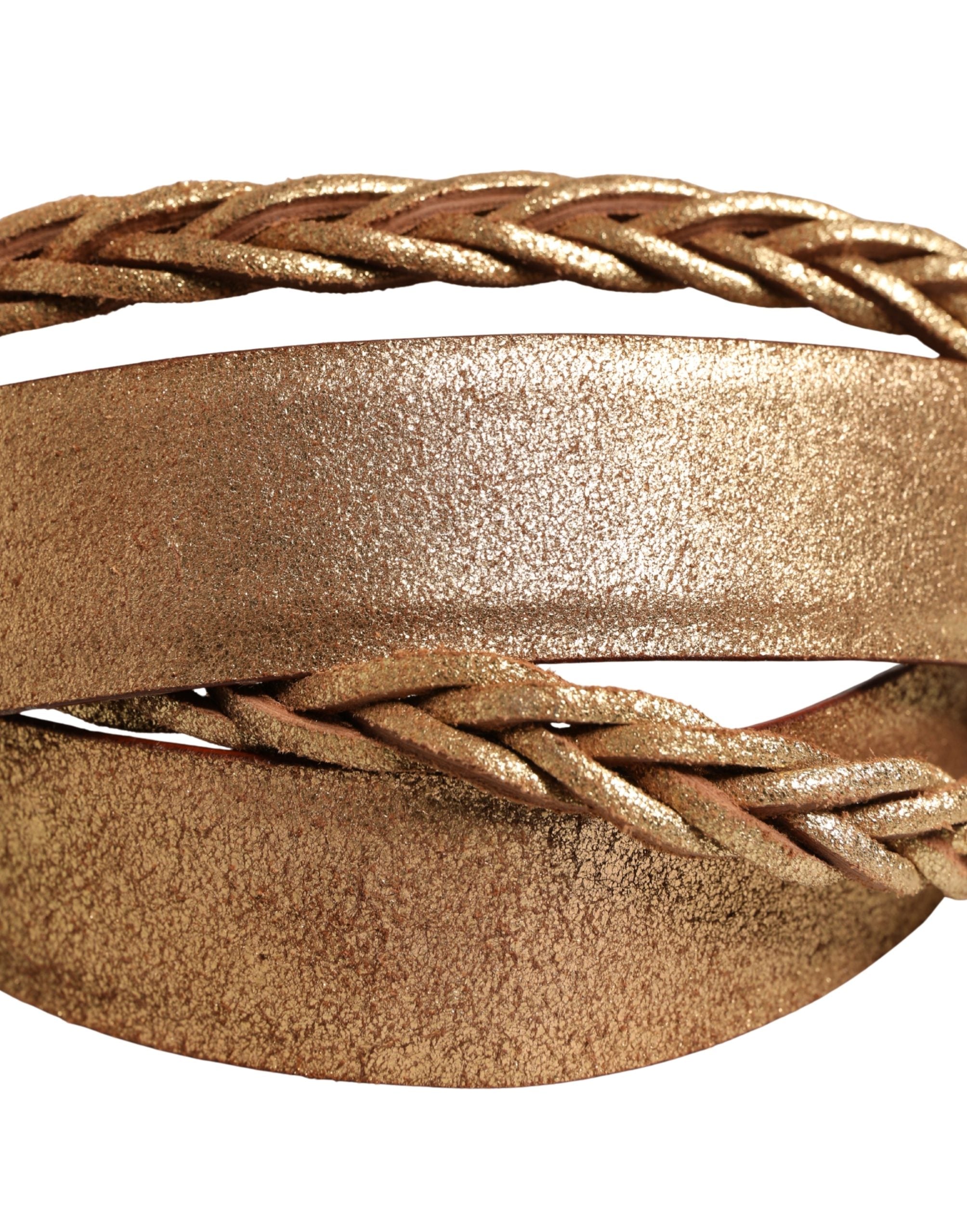 Ermanno Scervino Brown Leather Braided Metal Buckle Belt - Luxe Marca
