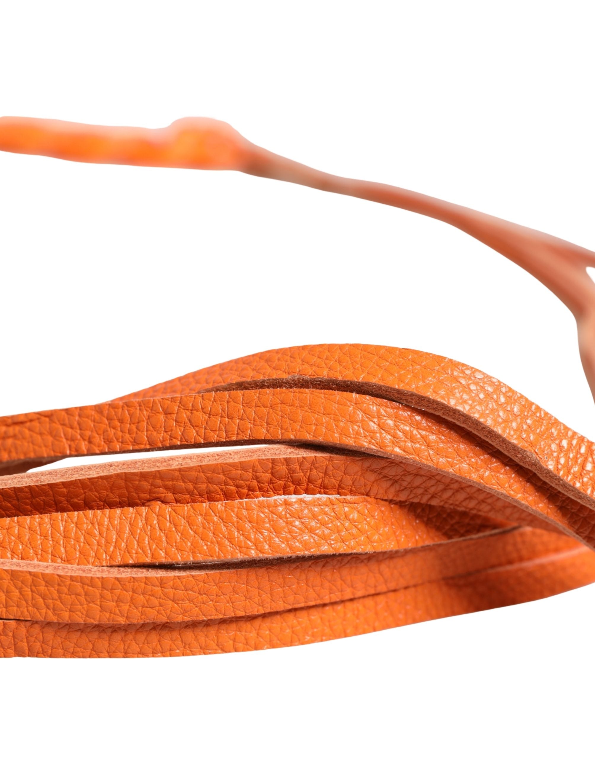 Scervino Street Orange Leather Chain Waist Metal Buckle Belt - Luxe Marca