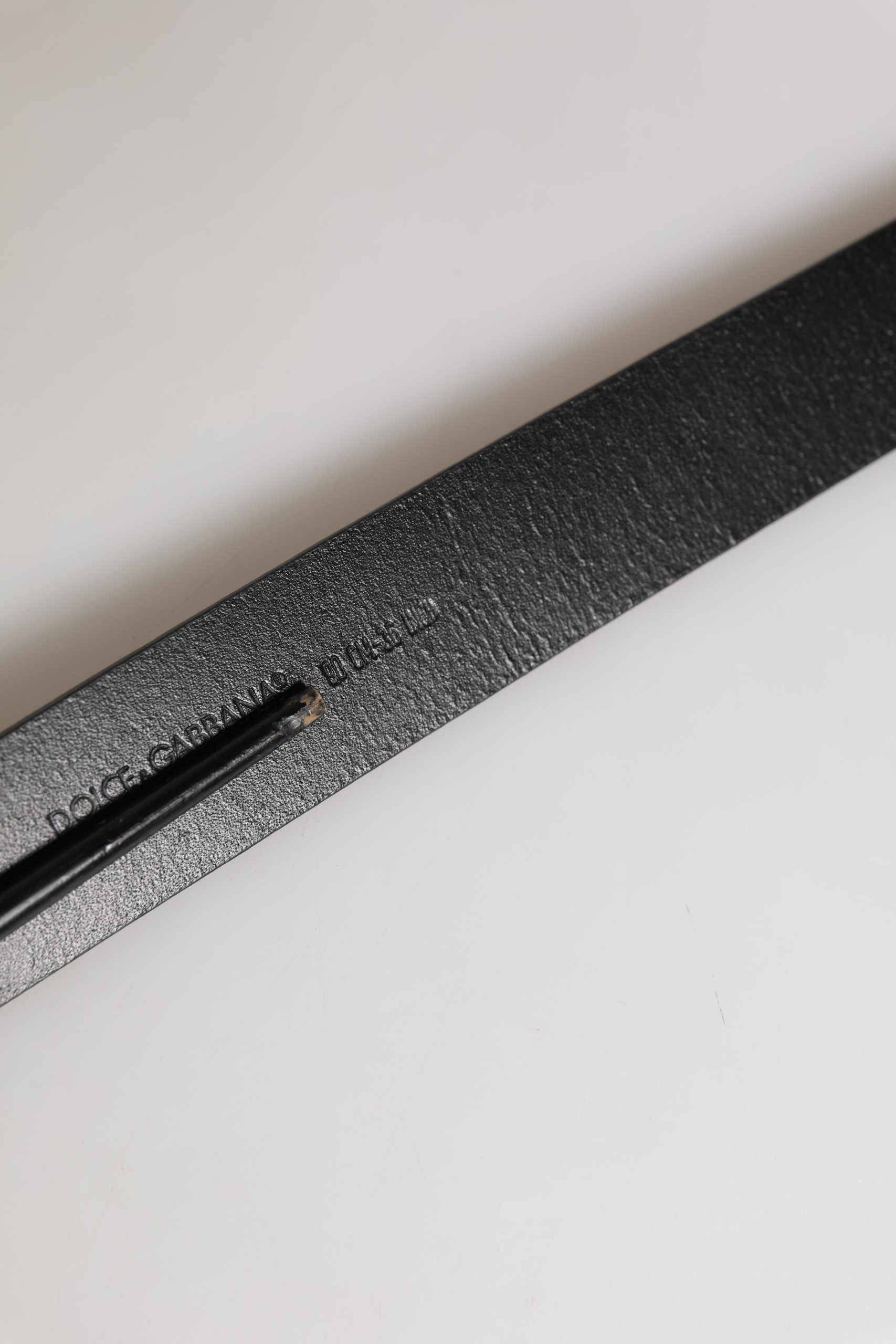 Dolce & Gabbana Black Calfskin Leather Silver Metal Buckle Belt