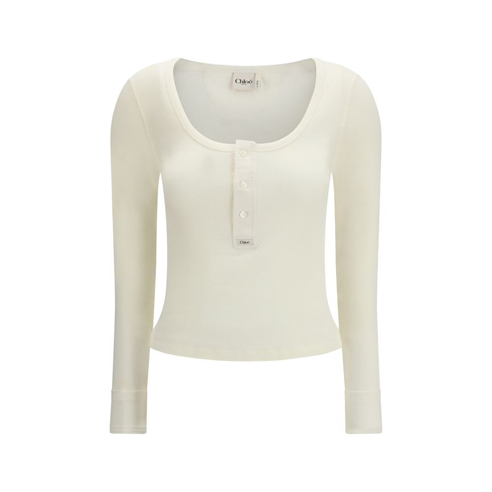 Chloé White Cotton Long Sleeve T-Shirt