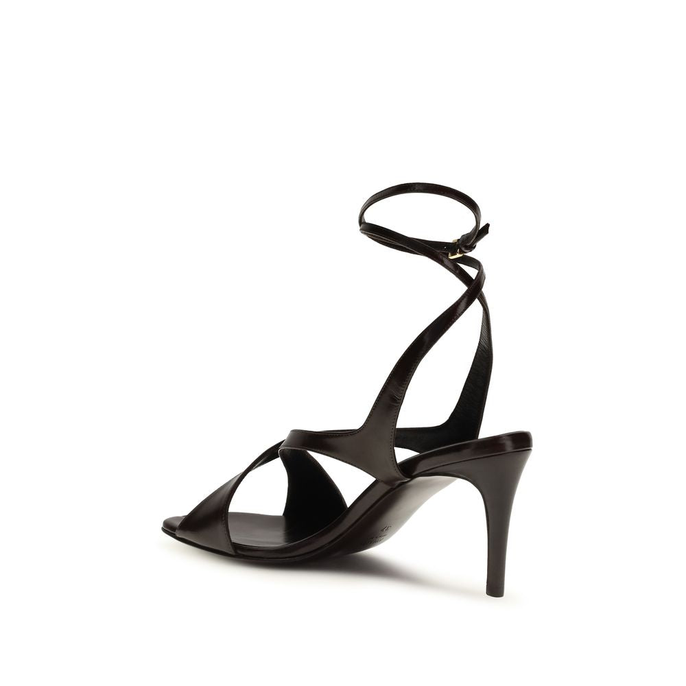 Khaite Black Calf Leather Bos Taurus Strap-On Sandals - Luxe Marca