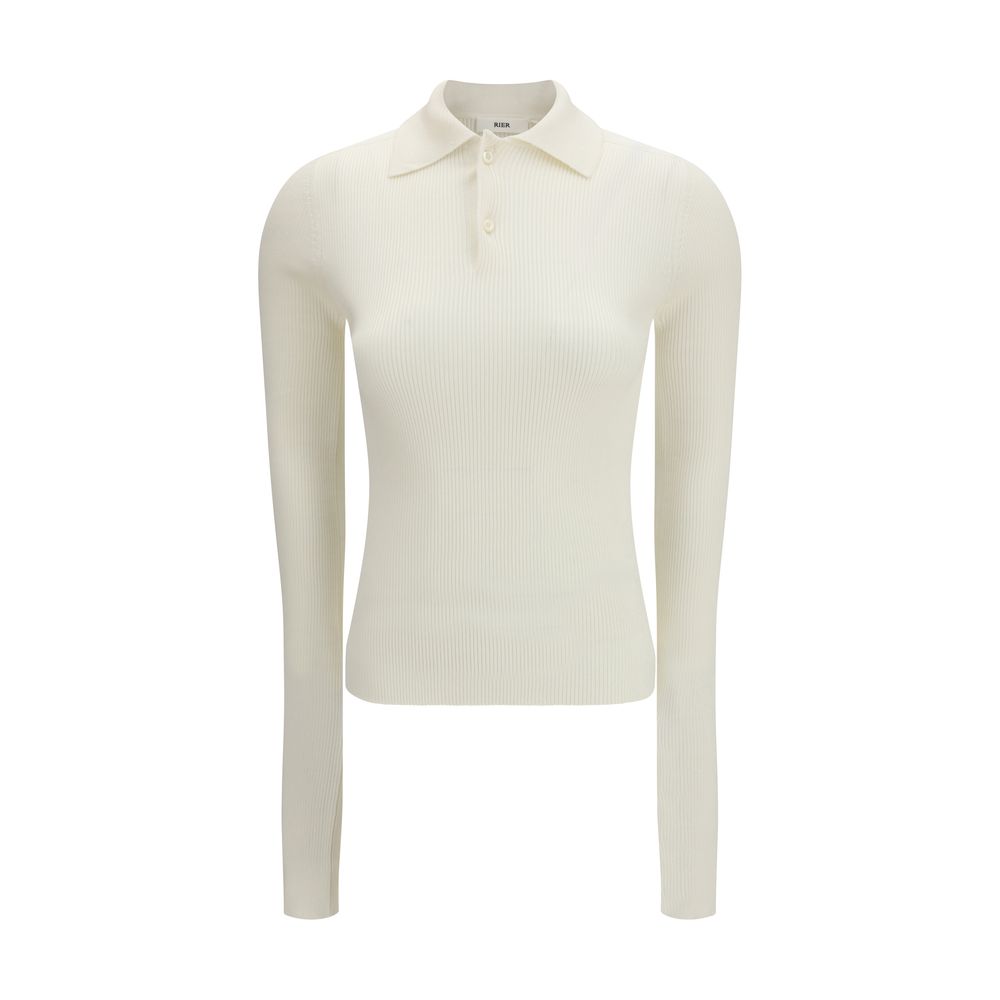 RIER White Silk Polo Shirt
