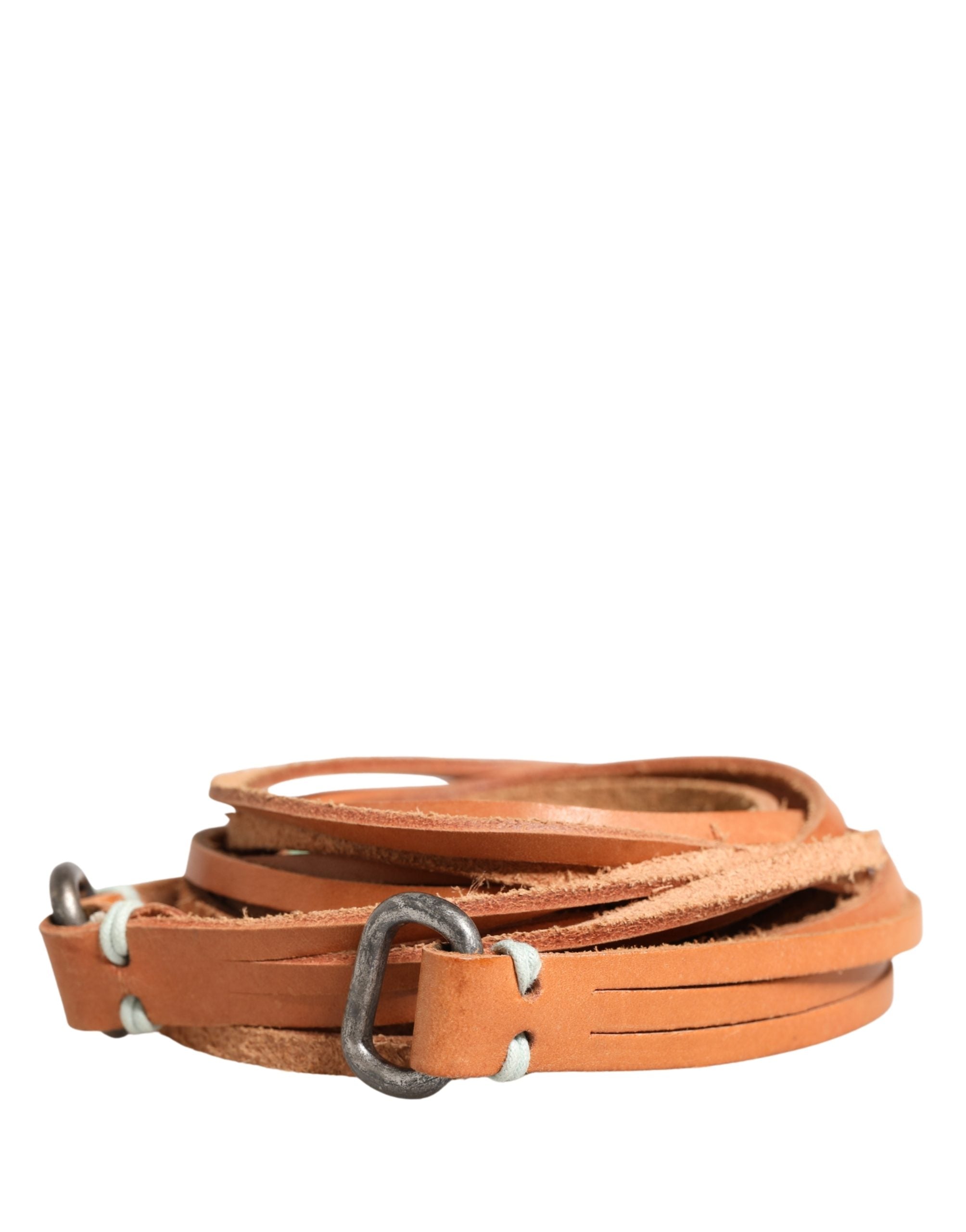 Scervino Street Brown Leather Silver Tone Buckle Waist Belt - Luxe Marca