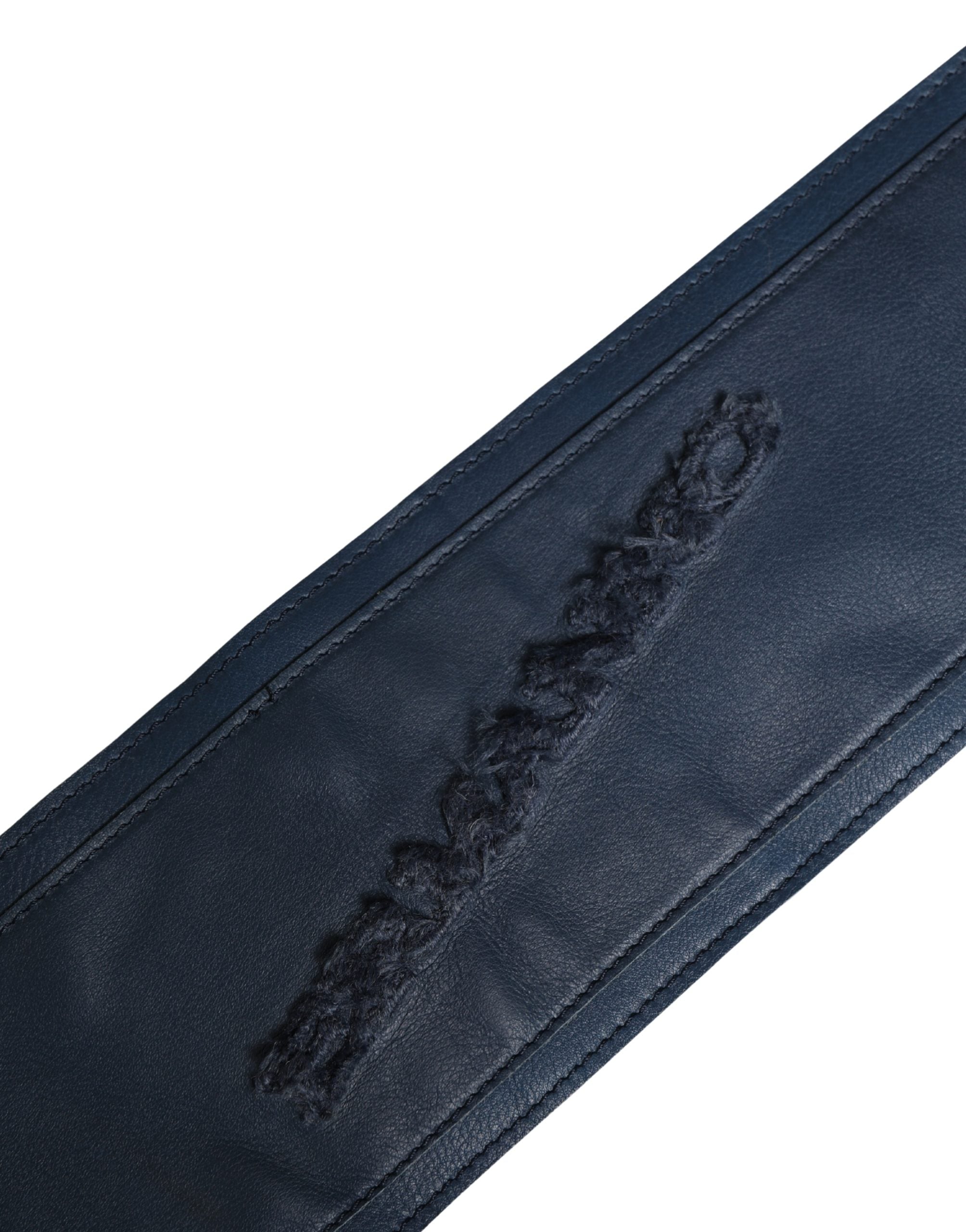 Ermanno Scervino Blue Leather Wide Waist Women Cintura Belt - Luxe Marca