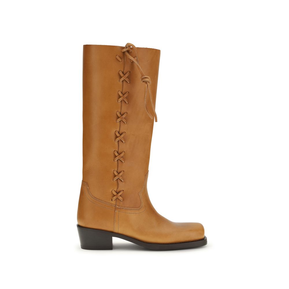 Paris Texas Brown Calf Leather Bos Taurus Lace-Up Boots - Luxe Marca