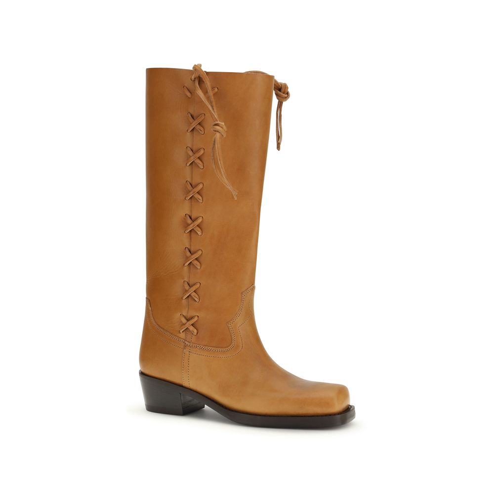 Paris Texas Brown Calf Leather Bos Taurus Lace-Up Boots - Luxe Marca