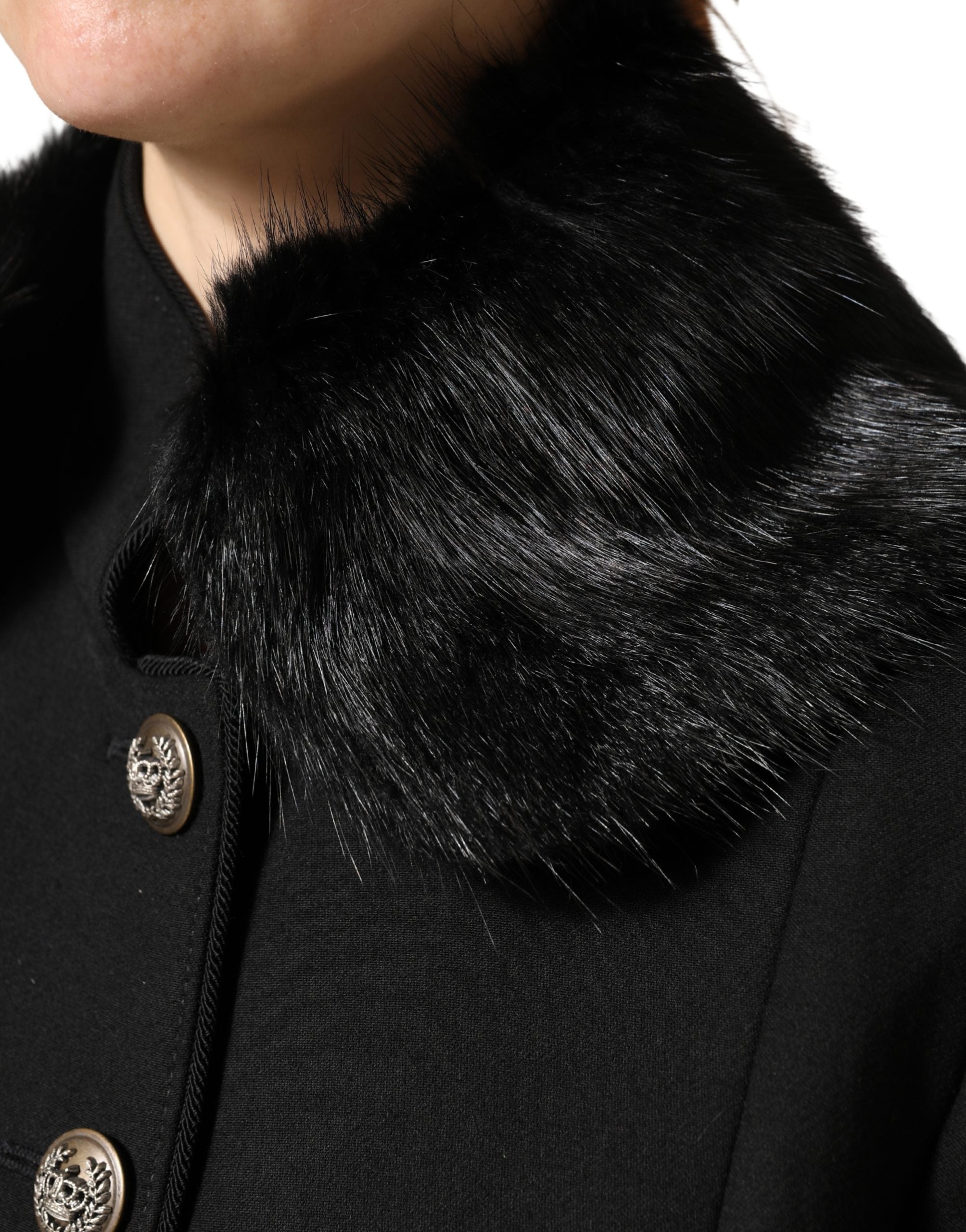 Dolce & Gabbana Black Fur Shawl Neck Wrap Cover Collar Scarf - Luxe Marca