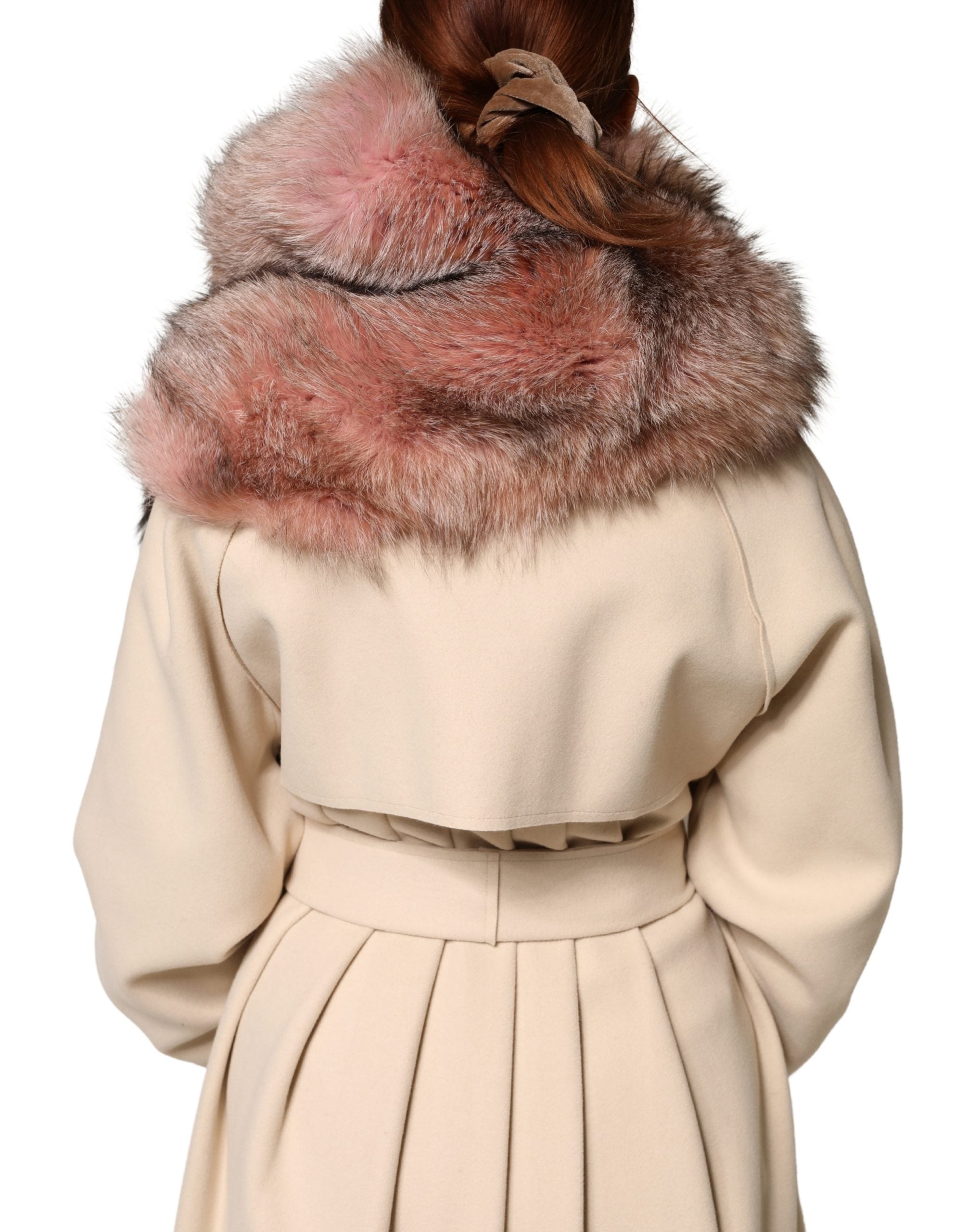 Dolce & Gabbana Pink Frost Fox Fur Neck Warmer Winter Scarf - Luxe Marca