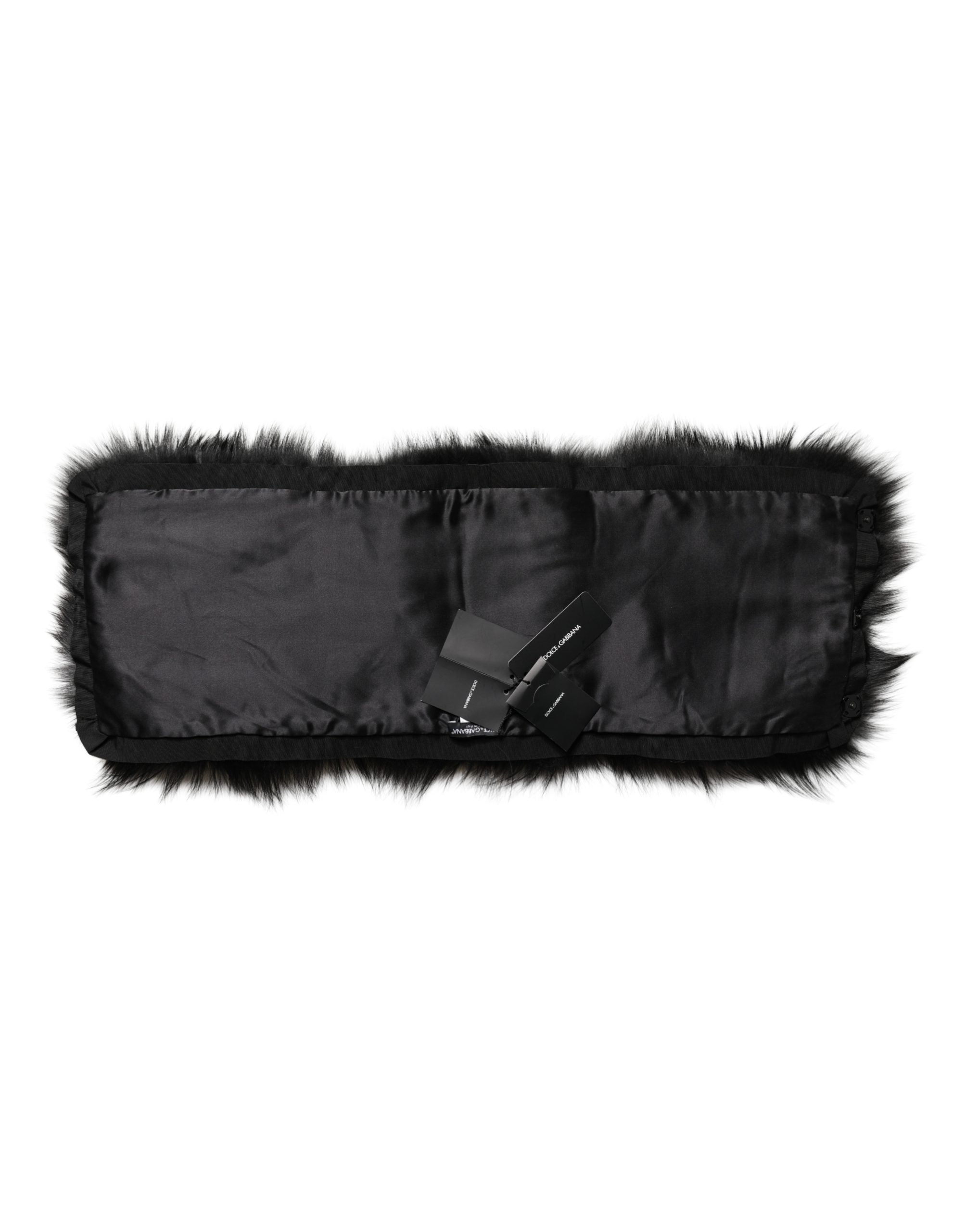 Dolce & Gabbana Black Fur Shoulder Collar Wrap Shawl Scarf - Luxe Marca
