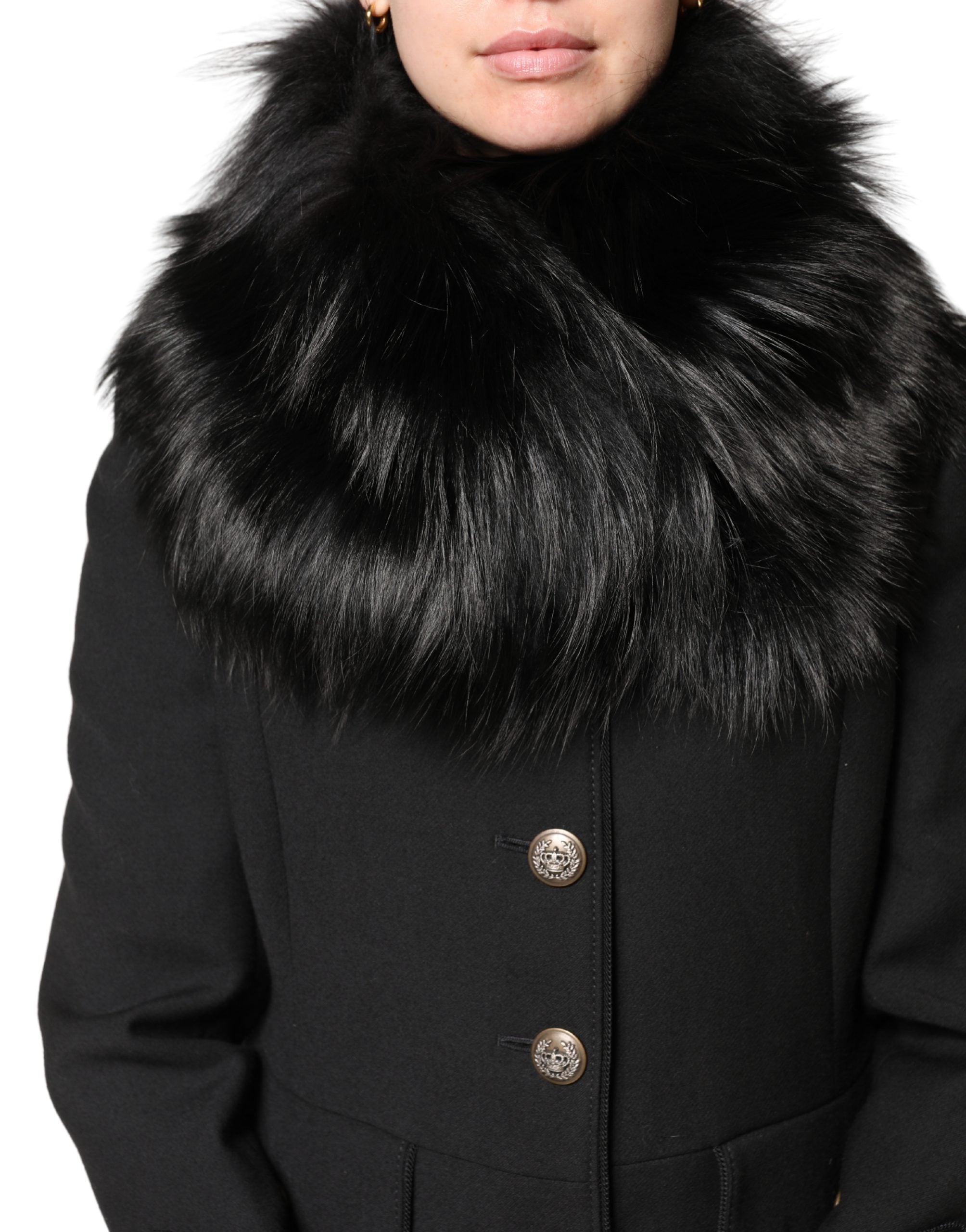 Dolce & Gabbana Black Fur Shoulder Collar Wrap Shawl Scarf - Luxe Marca