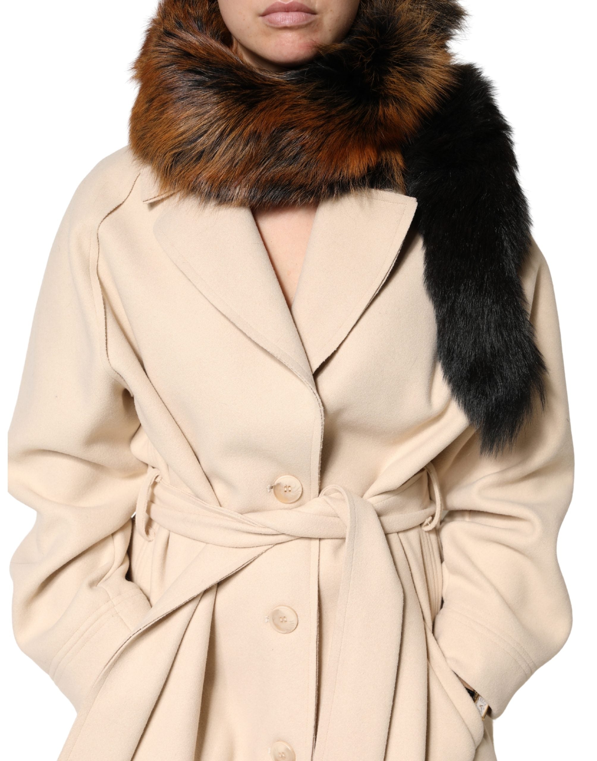 Dolce & Gabbana Brown Red Fox Fur Neck Warmer Winter Scarf - Luxe Marca