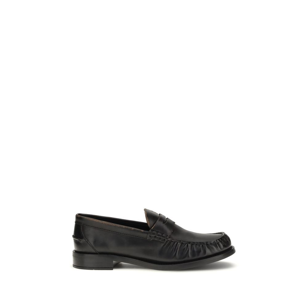 Prada Black Calf Leather Bos Taurus Slip-On Loafers - Luxe Marca