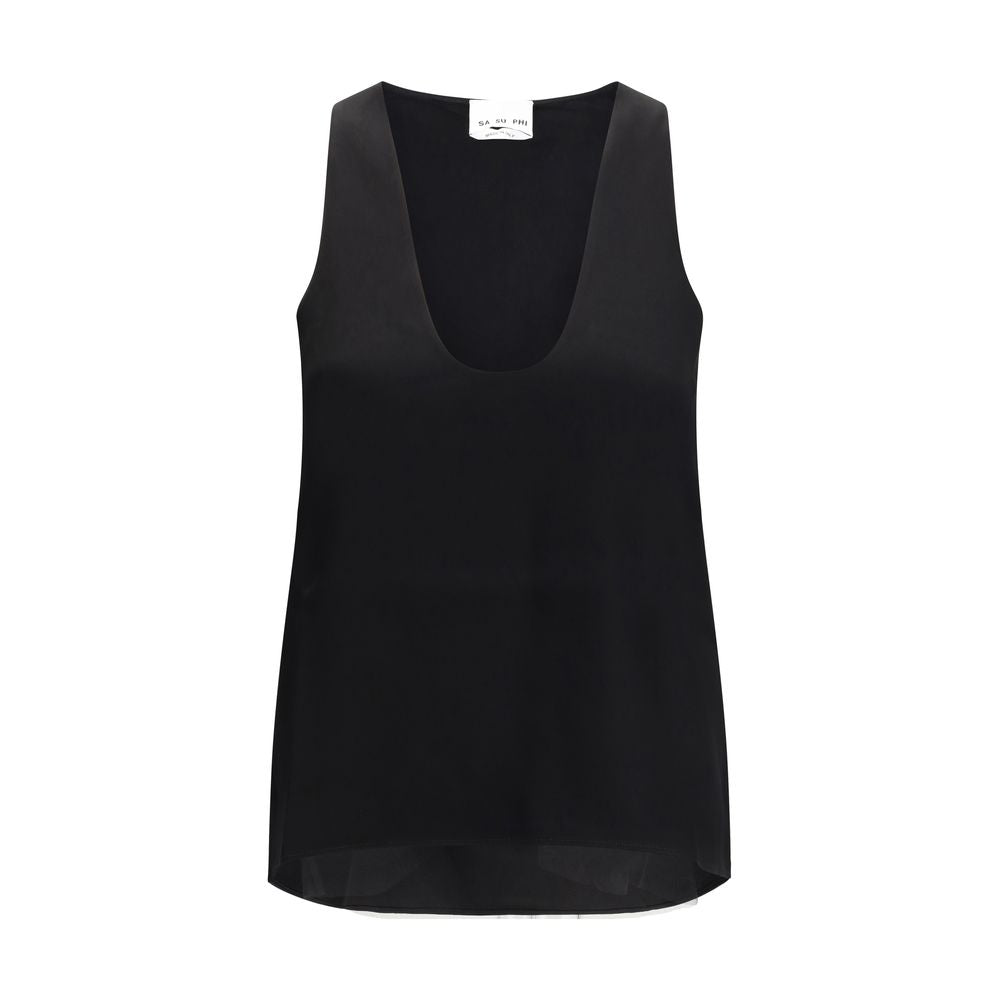 SA SU PHI Black Silk Top - Luxe Marca