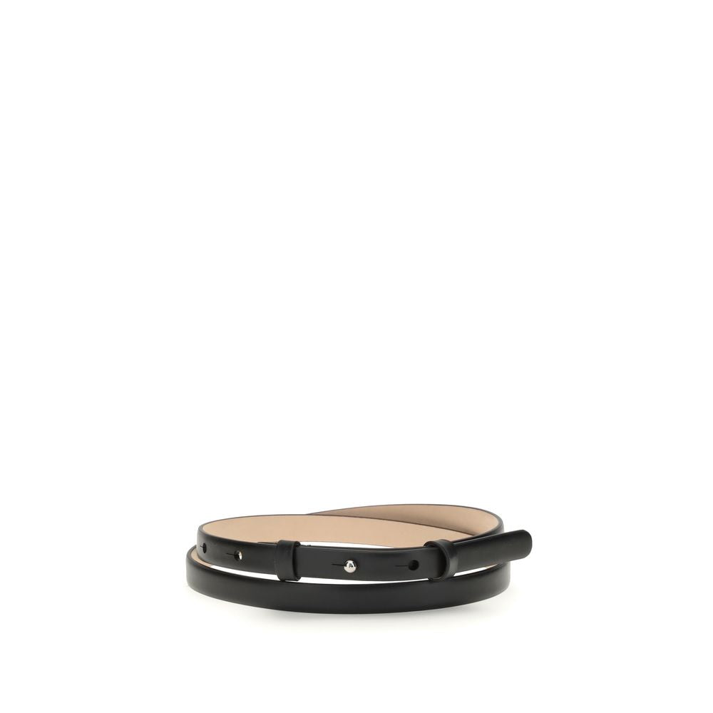 SA SU PHI Black Leather Thin Belt - Luxe Marca