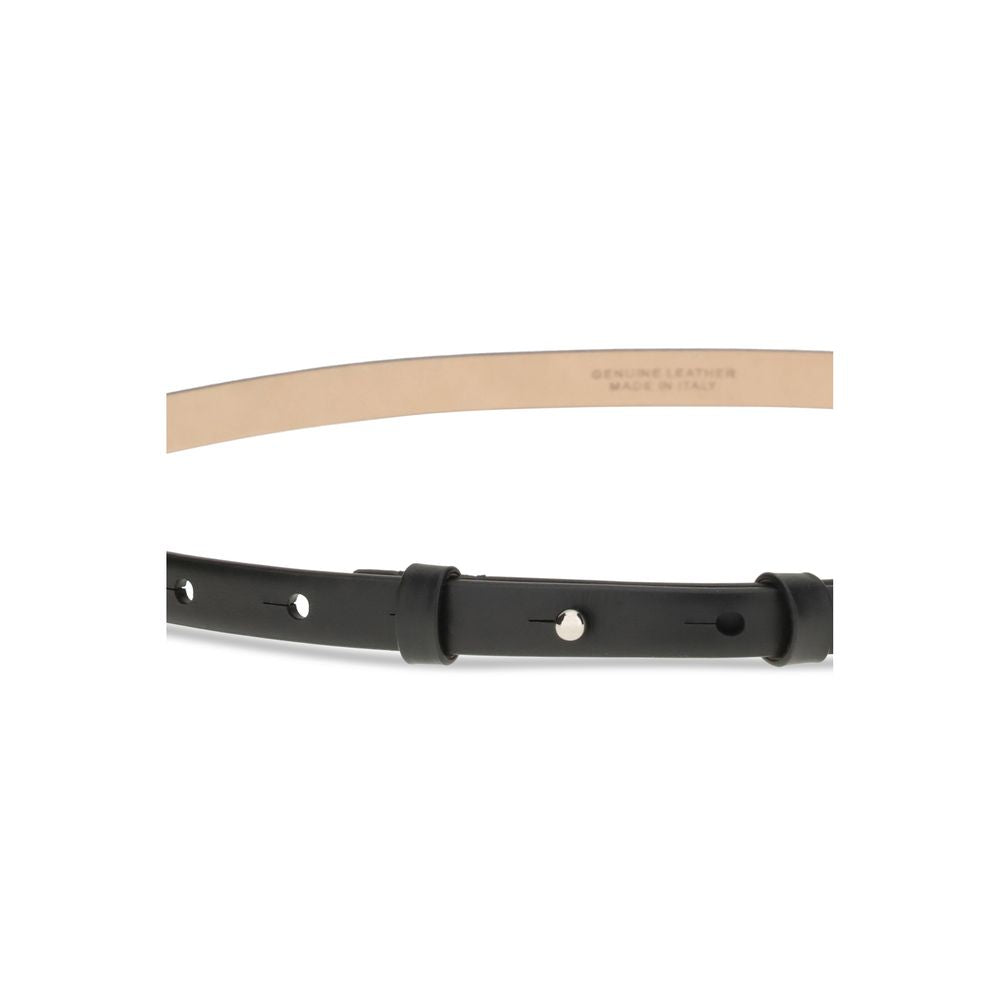 SA SU PHI Black Leather Thin Belt - Luxe Marca