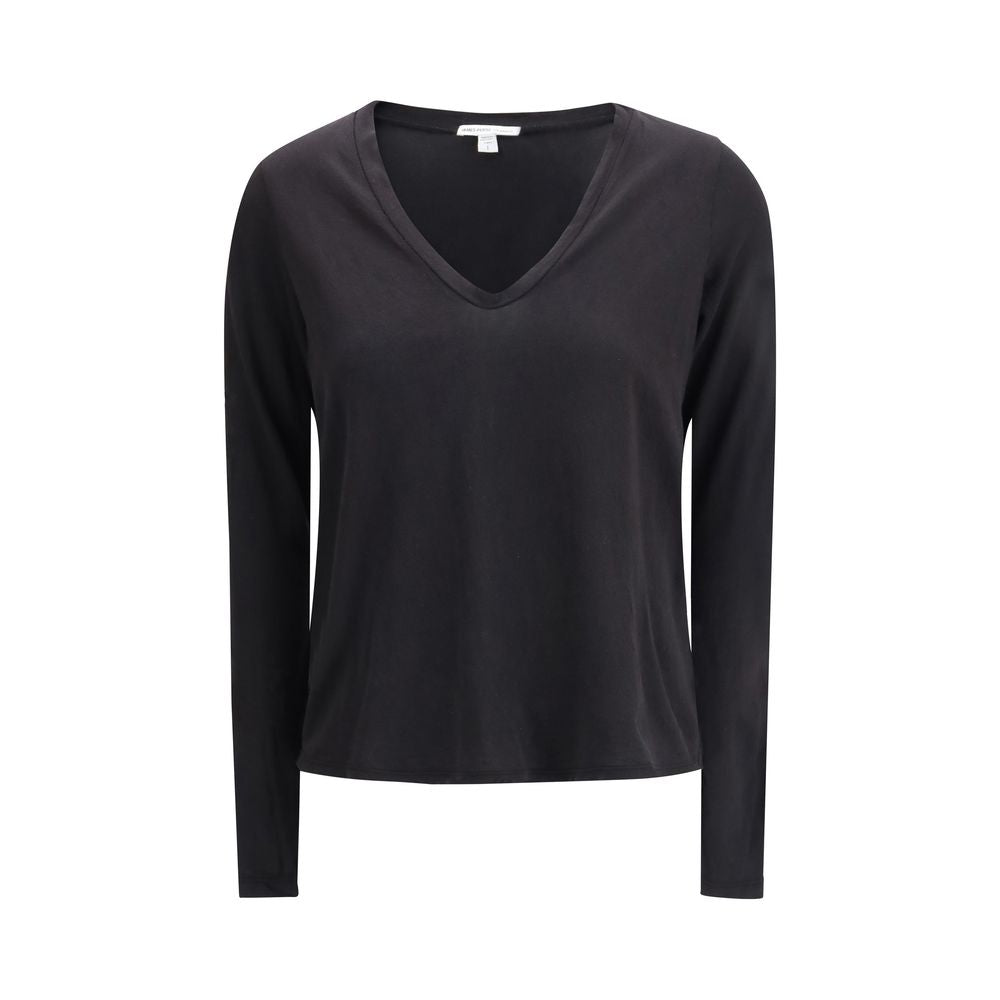 James Perse Black Cotton Long Sleeve T-Shirt - Luxe Marca