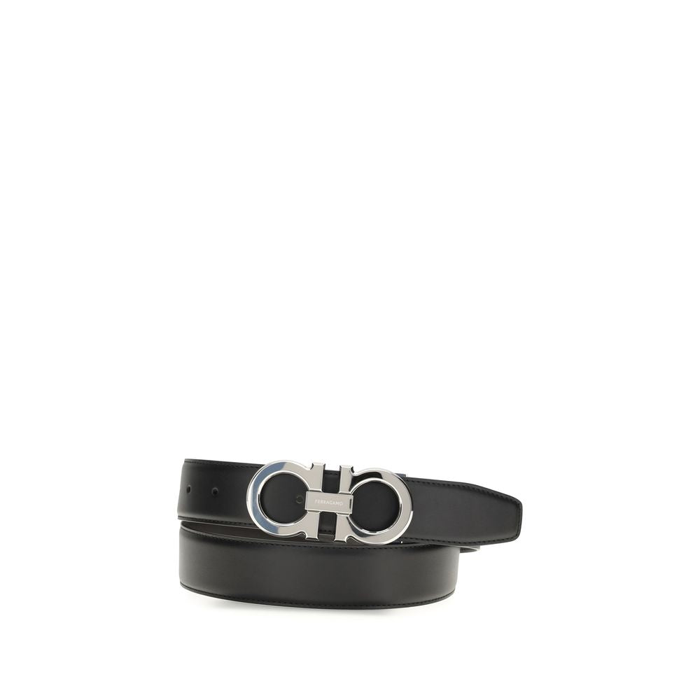 Ferragamo Black Calf Leather Bos Taurus Regular Belt - Luxe Marca