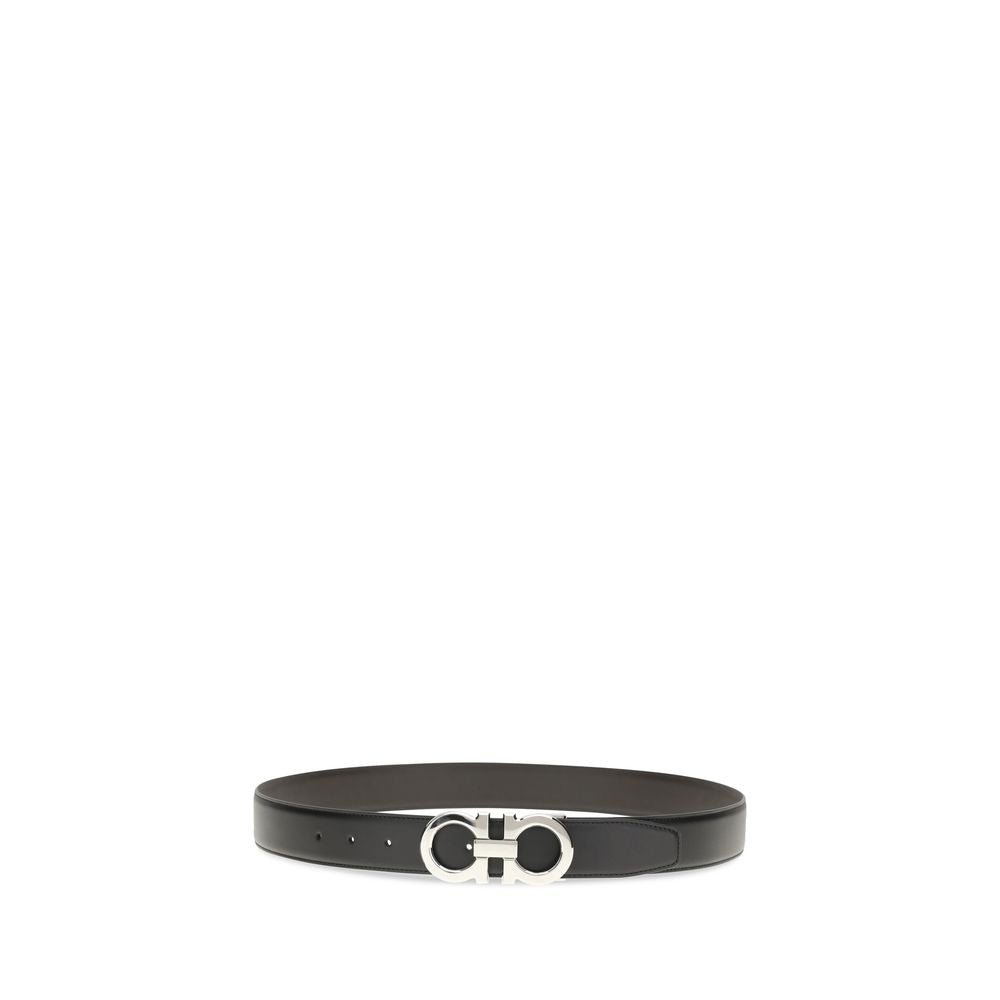 Ferragamo Black Calf Leather Bos Taurus Regular Belt - Luxe Marca