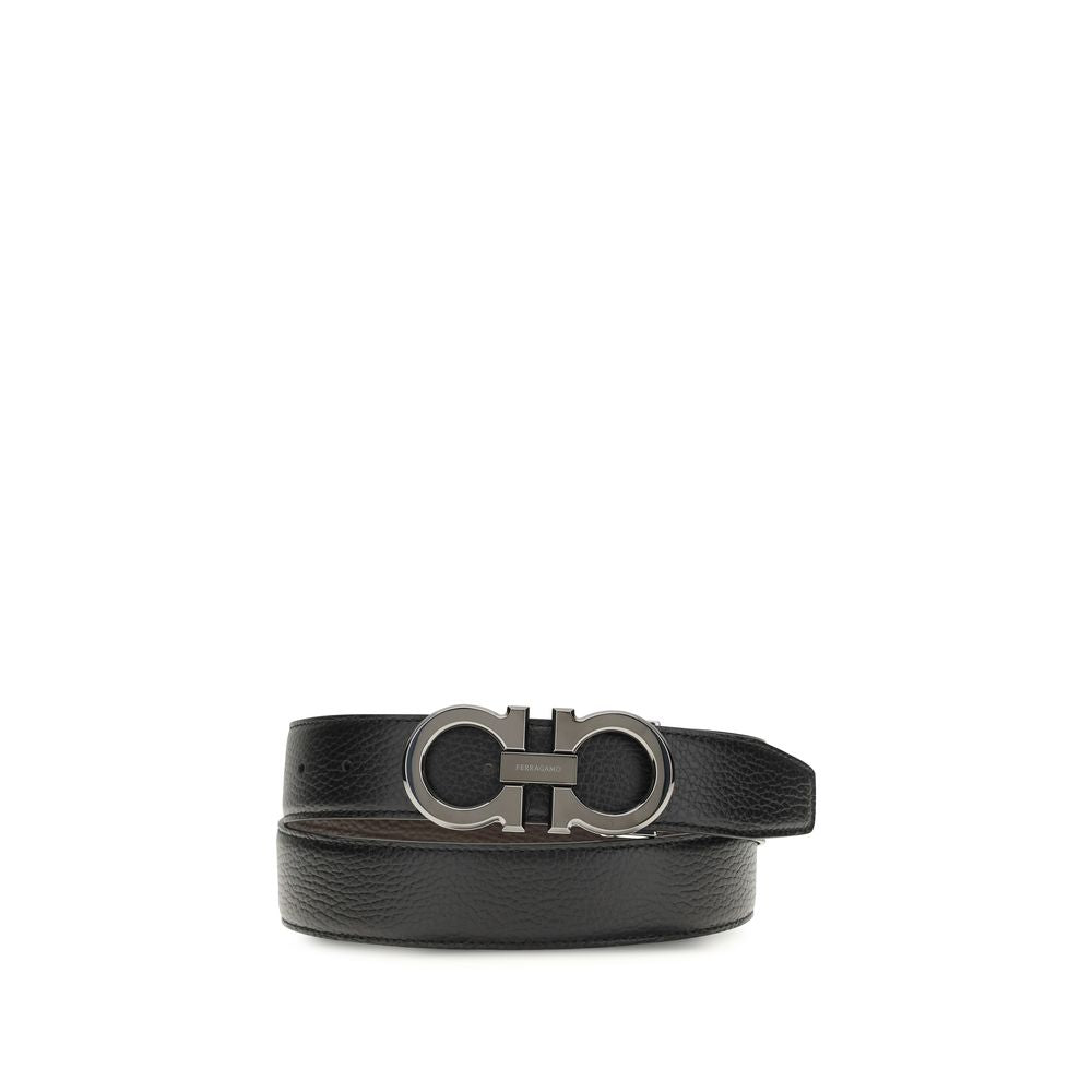 Ferragamo Black Calf Leather Bos Taurus Regular Belt - Luxe Marca