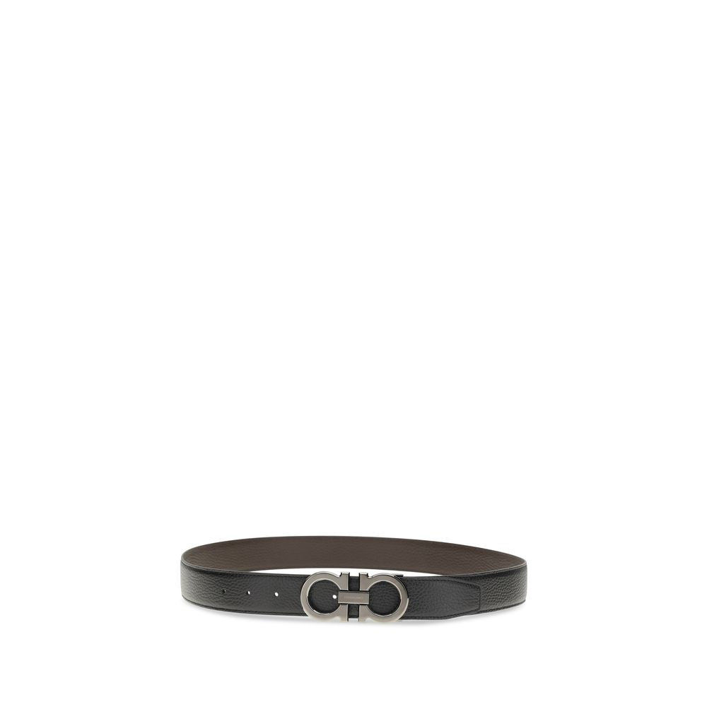 Ferragamo Black Calf Leather Bos Taurus Regular Belt - Luxe Marca