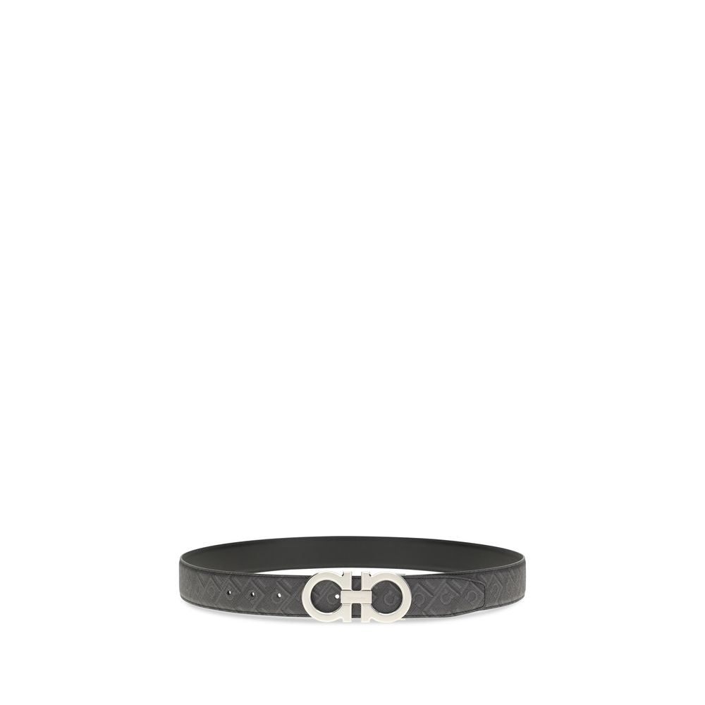 Ferragamo Black Calf Leather Bos Taurus Regular Belt - Luxe Marca