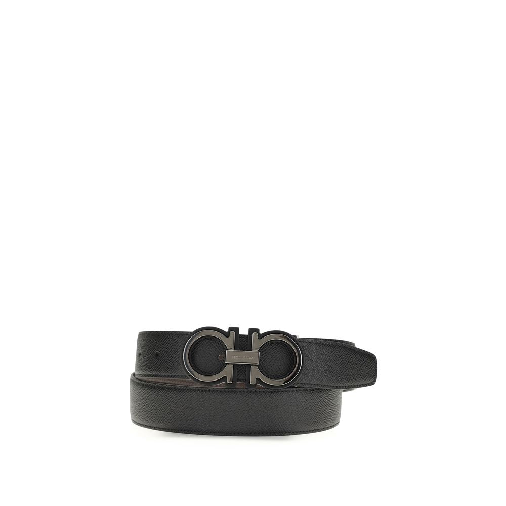 Ferragamo Black Calf Leather Bos Taurus Regular Belt - Luxe Marca