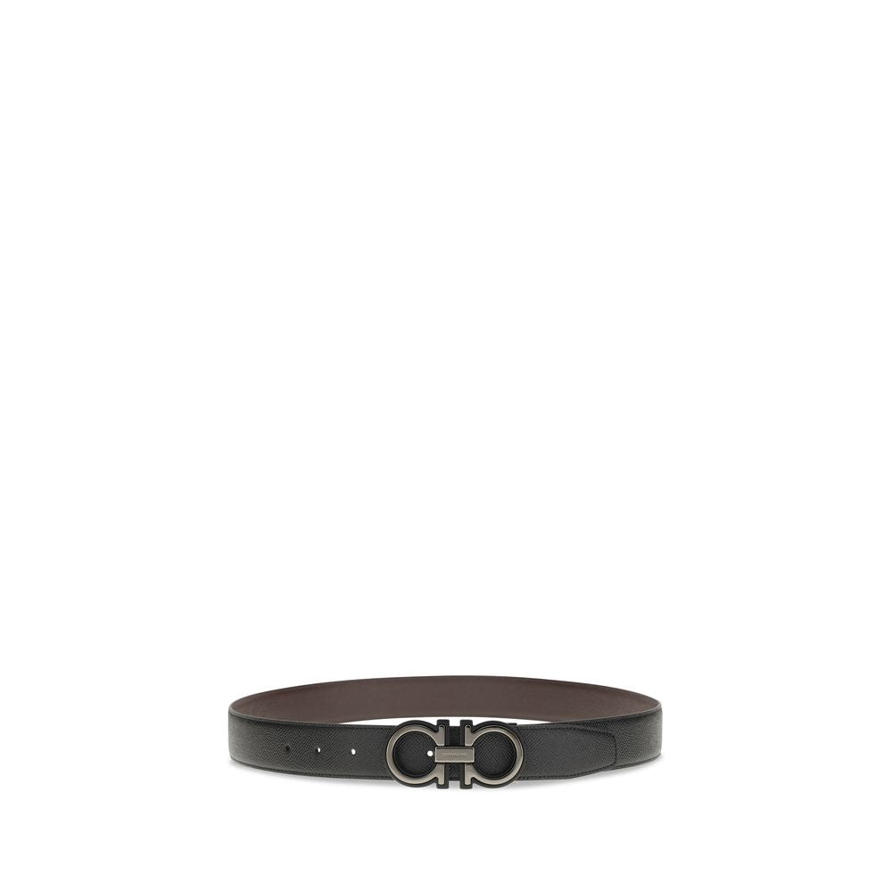 Ferragamo Black Calf Leather Bos Taurus Regular Belt - Luxe Marca