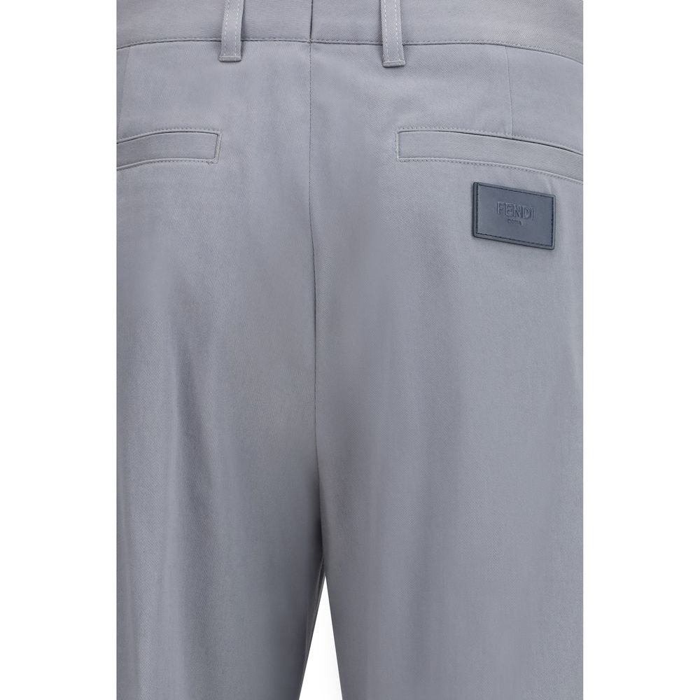 Fendi Gray Cotton Casual Pants - Luxe Marca