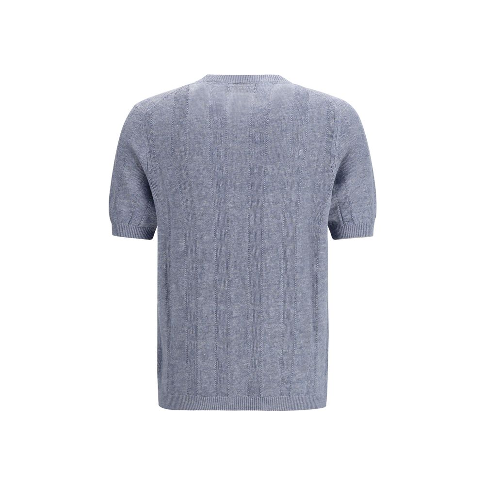 Brunello Cucinelli Blue Linen T-Shirt - Luxe Marca