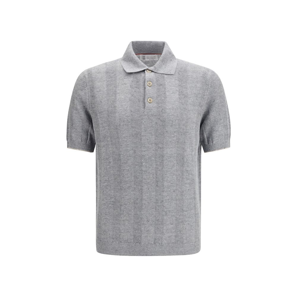 Brunello Cucinelli Gray Cotton Polo Shirt - Luxe Marca