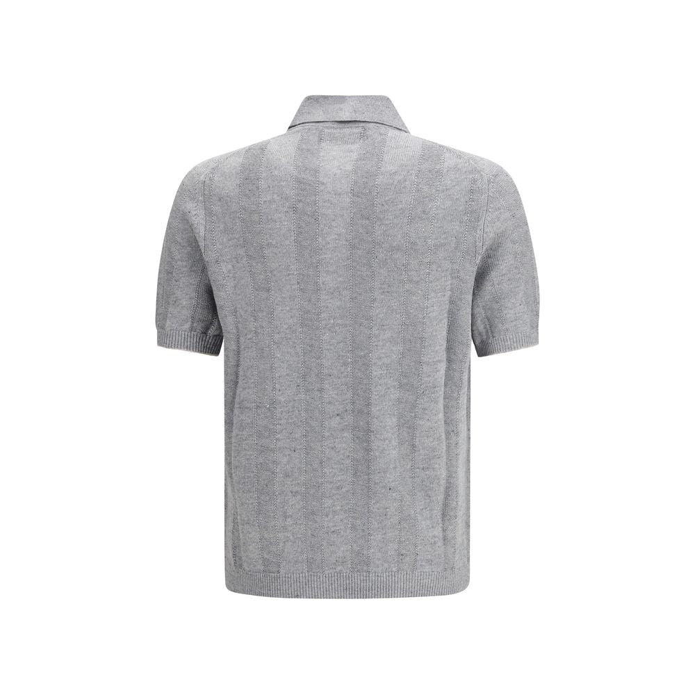 Brunello Cucinelli Gray Cotton Polo Shirt - Luxe Marca