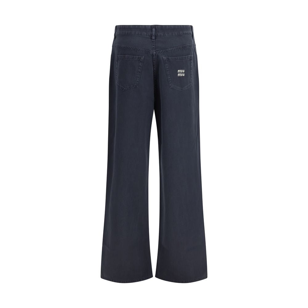 Miu Miu Blue Cotton Flared Jeans - Luxe Marca